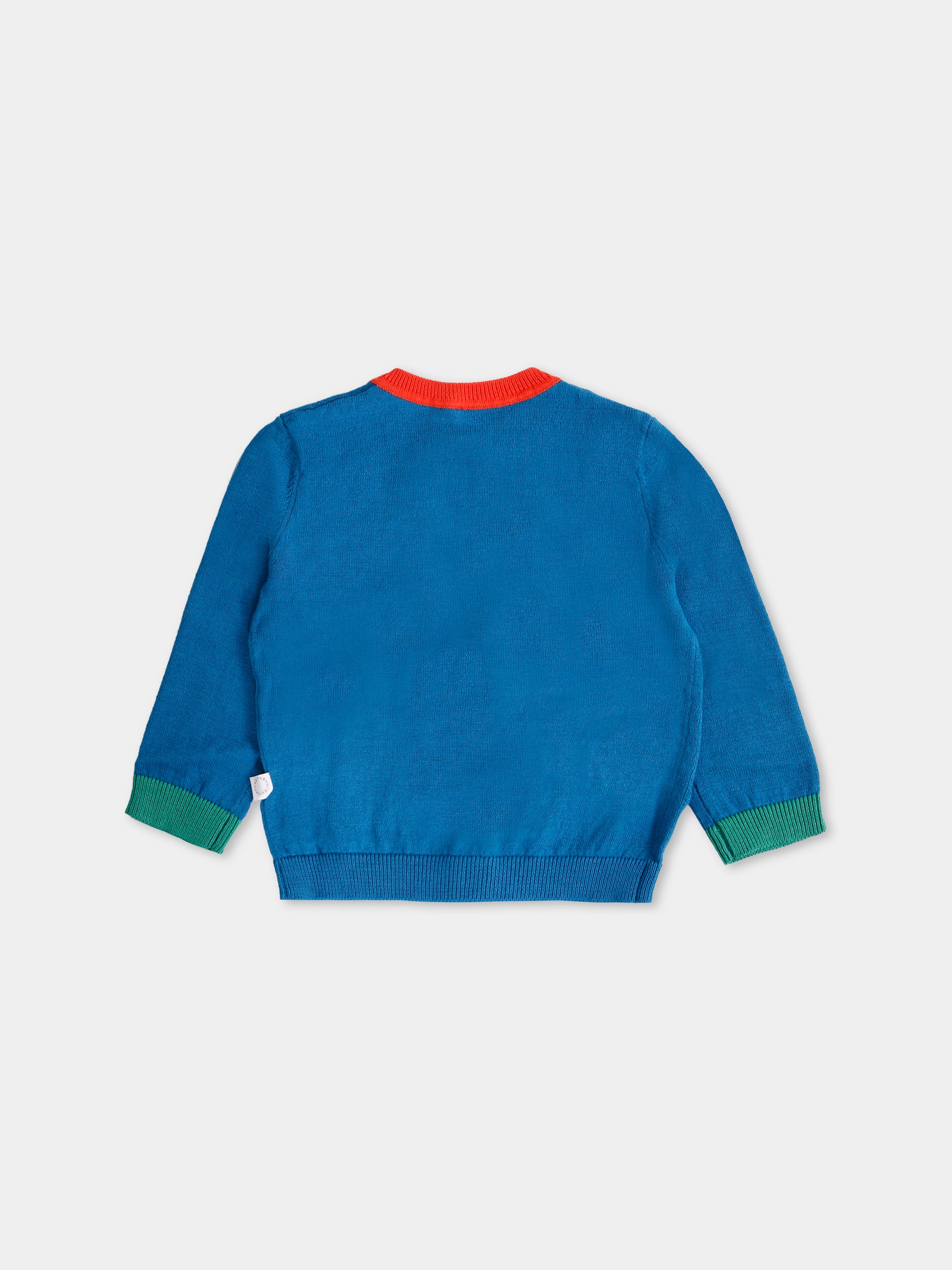 Cardigan blu per neonato con sole e mondo sorridenti,Stella Mccartney Kids,TX9500 Z1528 60P