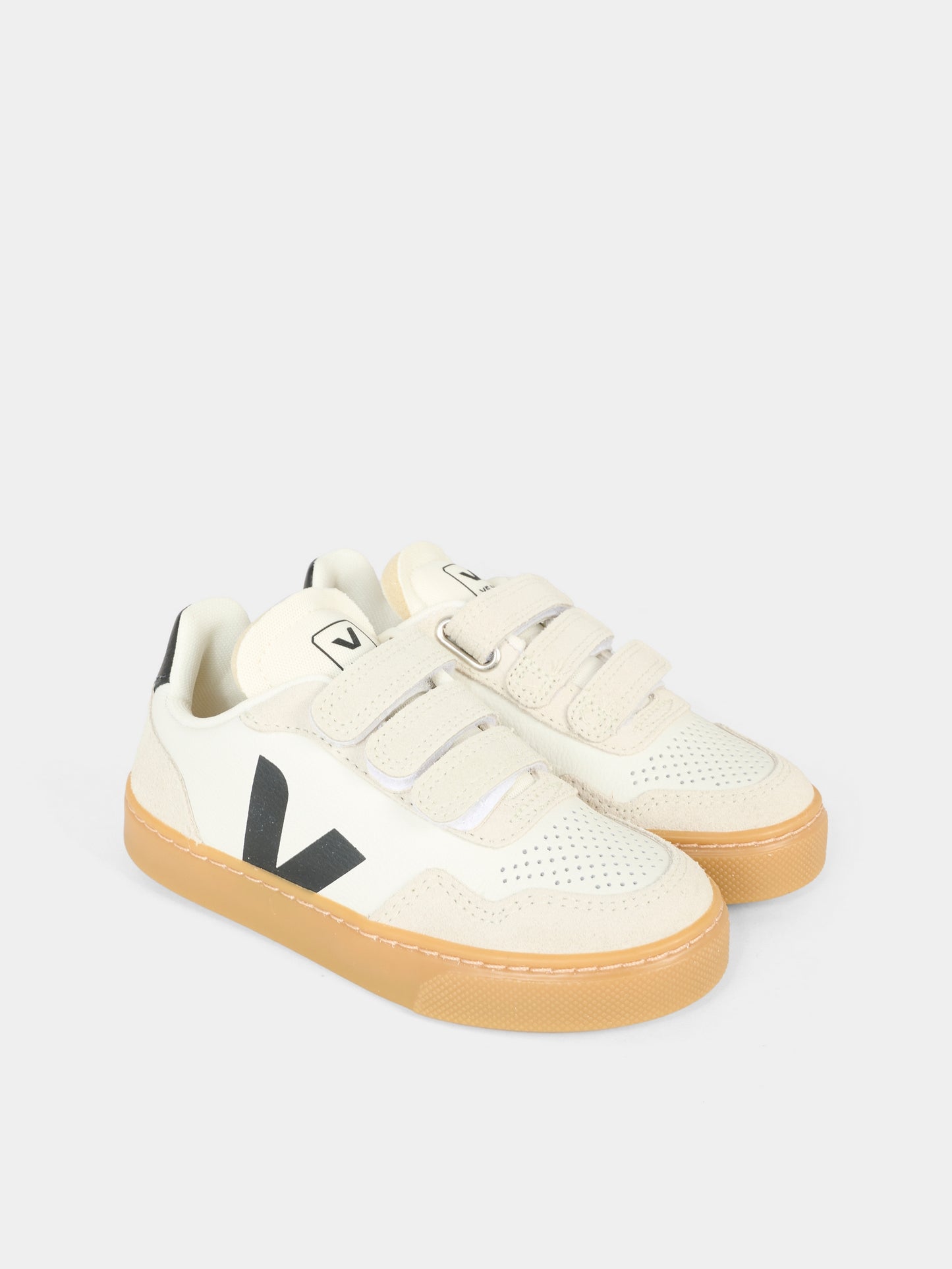 Sneakers V-90 bianche per bambini con logo nero,Veja,SX2021006