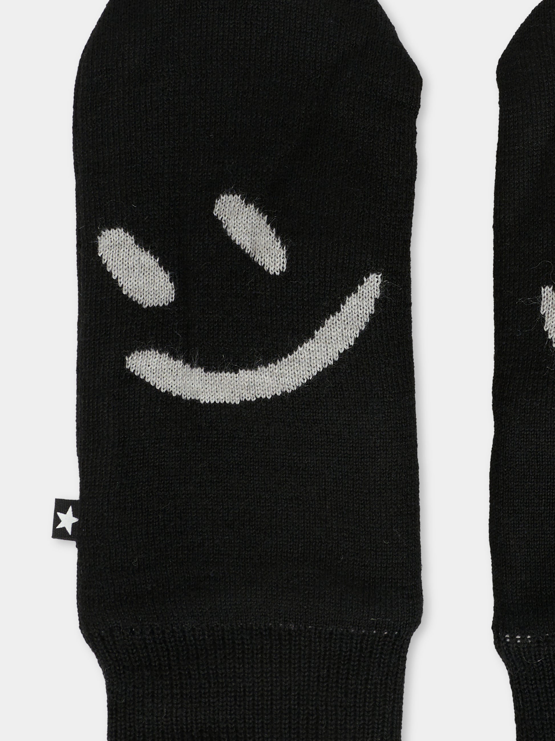 Guanti neri per bambini con smile,Molo,7W25S101 0099