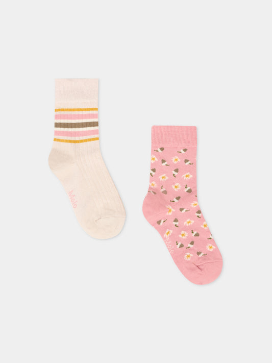 Set calze rosa per bambina con fiori,Molo,7W25G103 5564