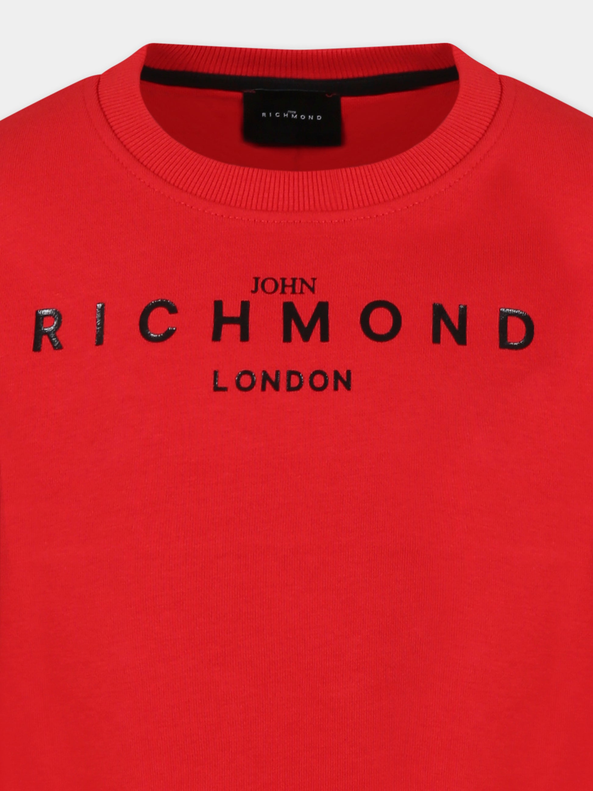 Felpa rossa per bambini con logo,Richmond,RBP25005FE RED