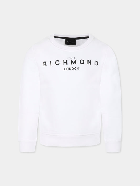 Felpa bianca per bambini con logo,Richmond,RBP25005FE WHITE