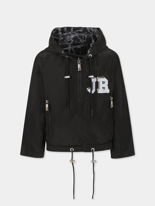 Giacca a vento reversibile nera per bambino con logo,Richmond,RBP25034KW BLK
