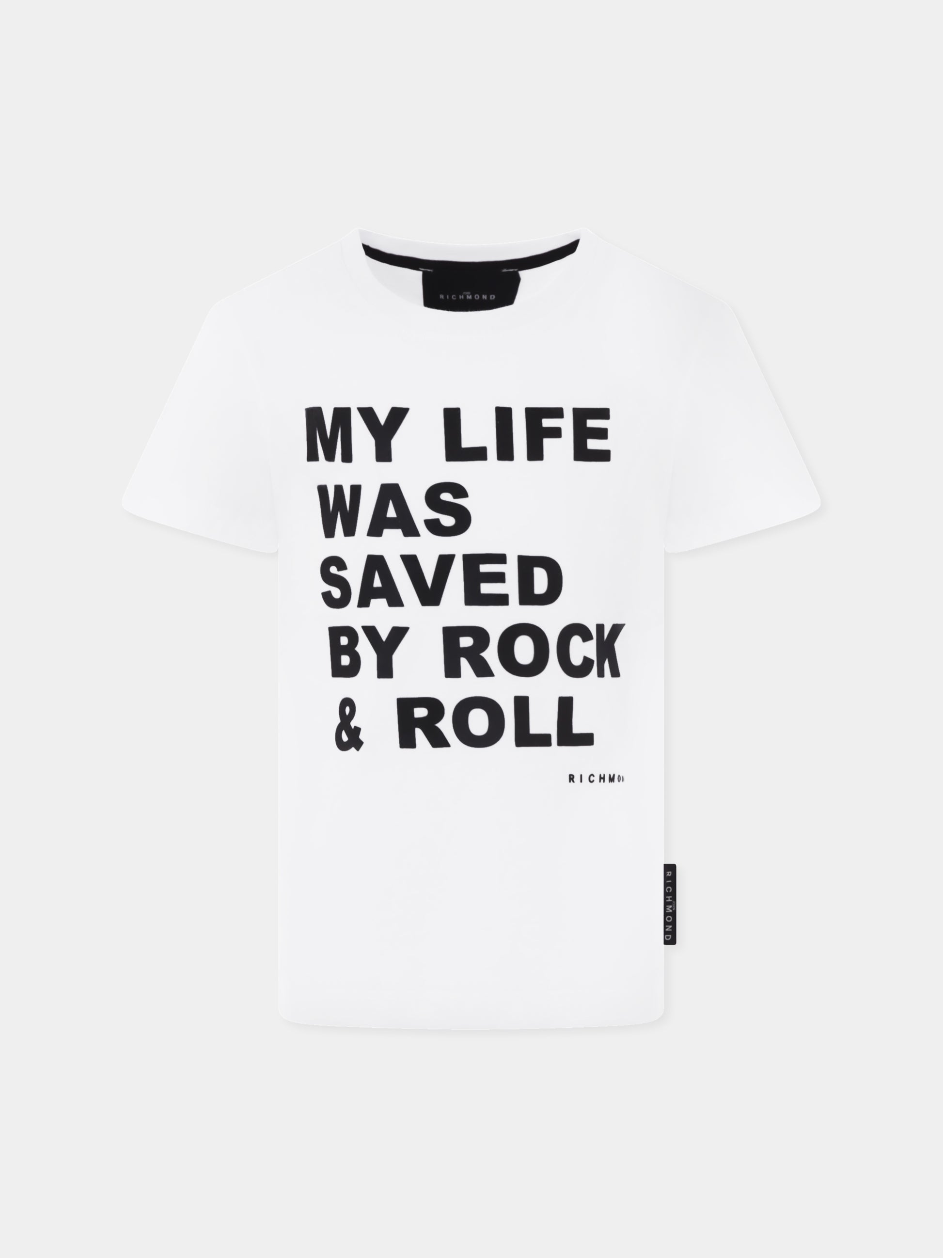 T-shirt bianca per bambini con slogan,Richmond,RBP25094TS WHITE