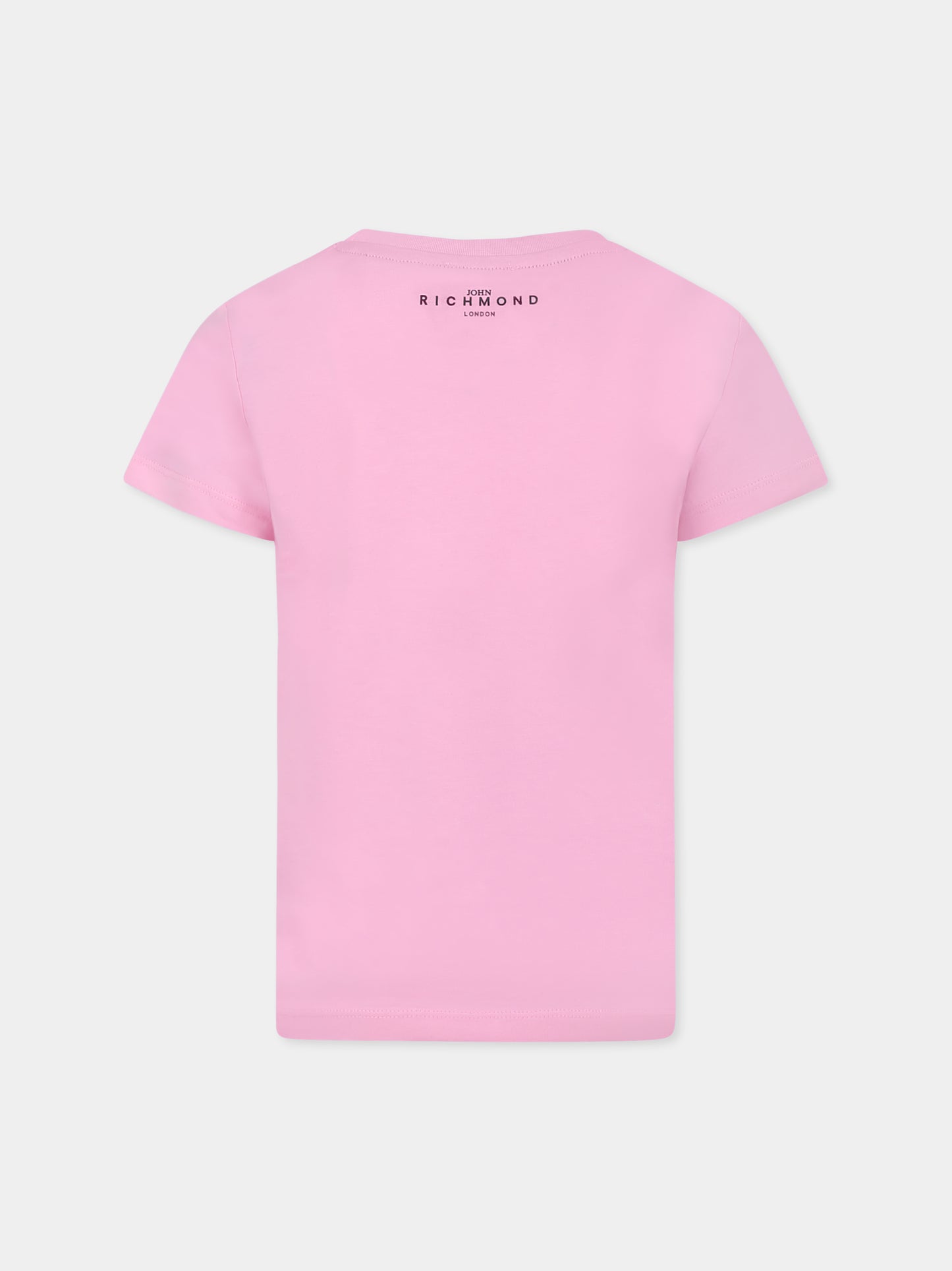 T-shirt rosa per bambina con logo,Richmond Jr,RGP25002TS PINK