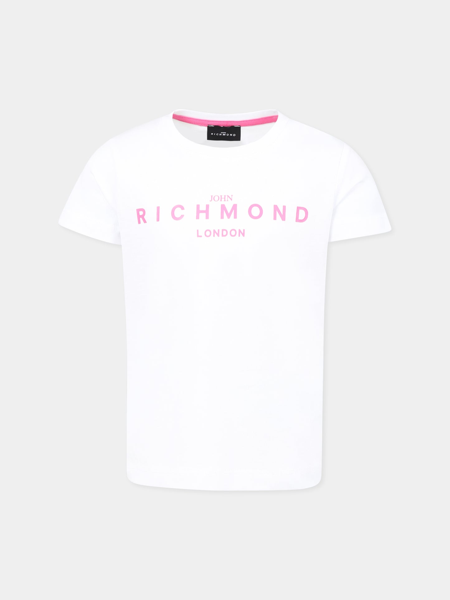 T-shirt bianca per bambina con logo,Richmond Jr,RGP25002TS WHITE