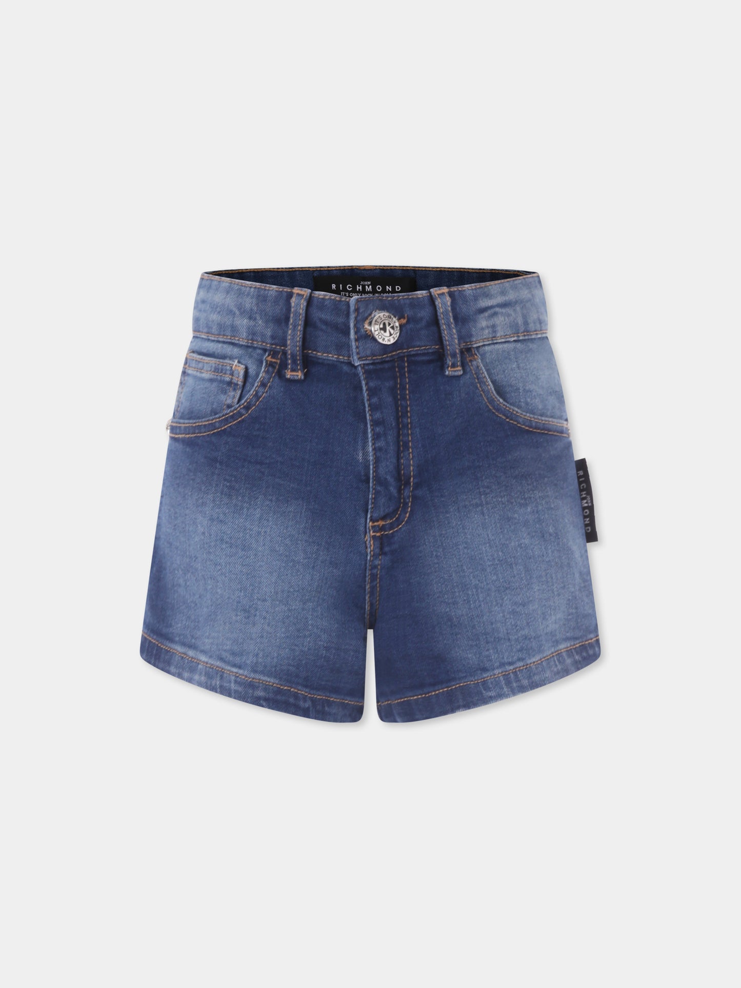 Shorts denim per bambina con logo,Richmond,RGP25014SH DENIM BLUE MEDIUM