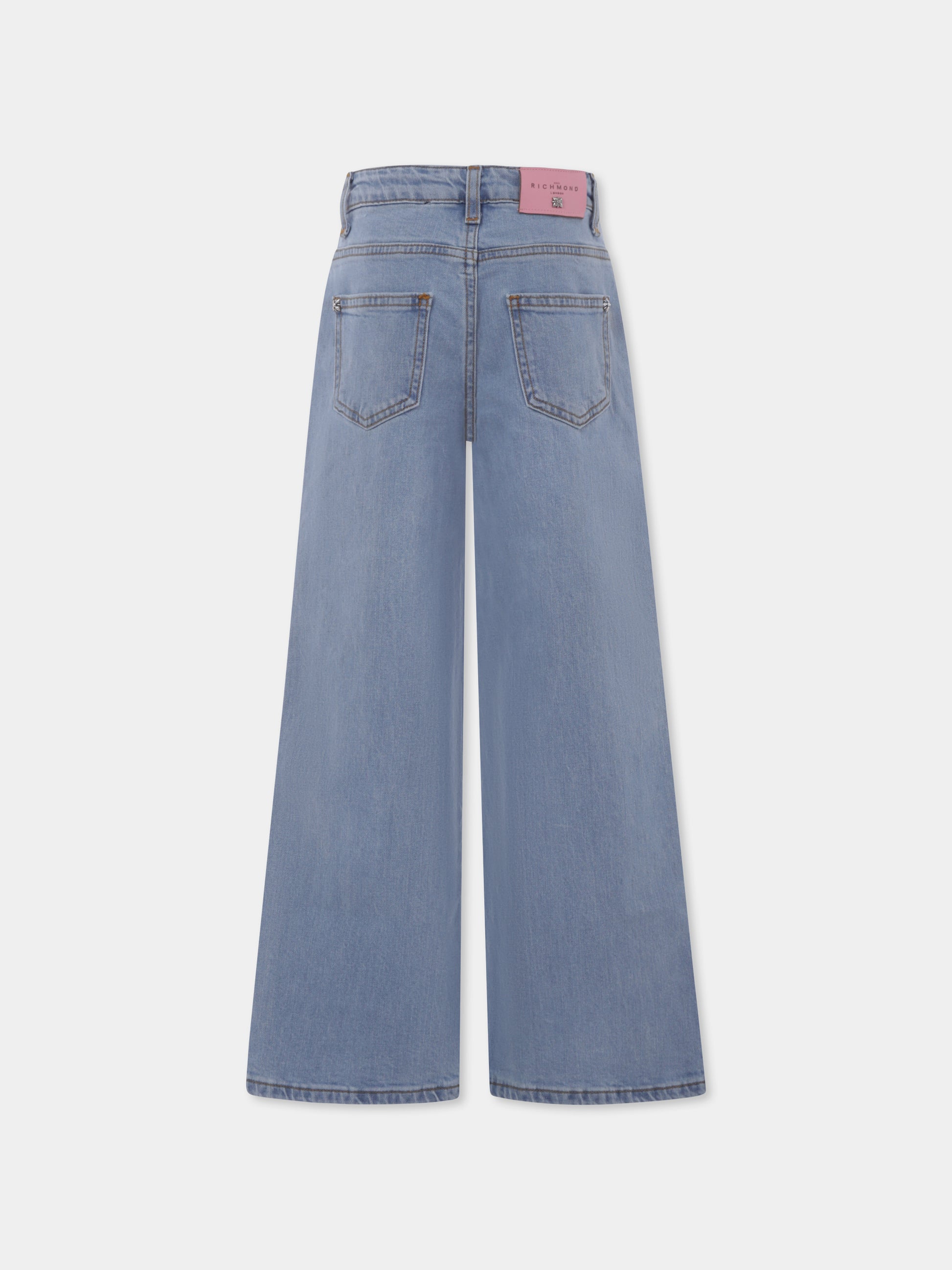 Jeans azzurri per bambina con logo,Richmond,RGP25015JE DENIM BLUE LIGHT