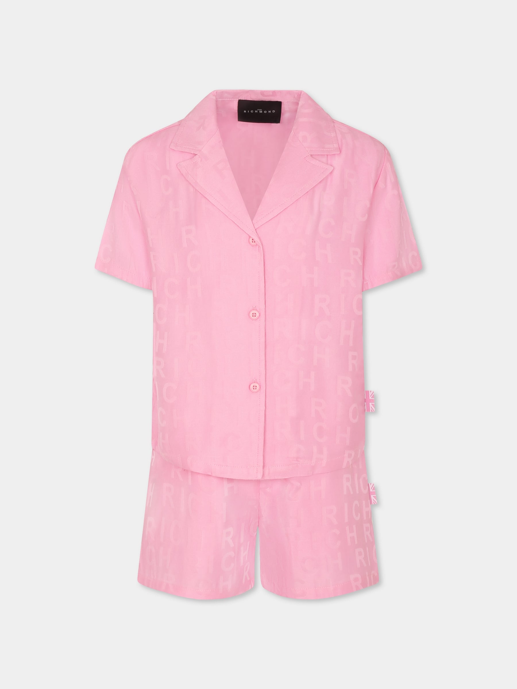 Completo rosa per bambina con logo all over,Richmond,RGP25022CE PINK