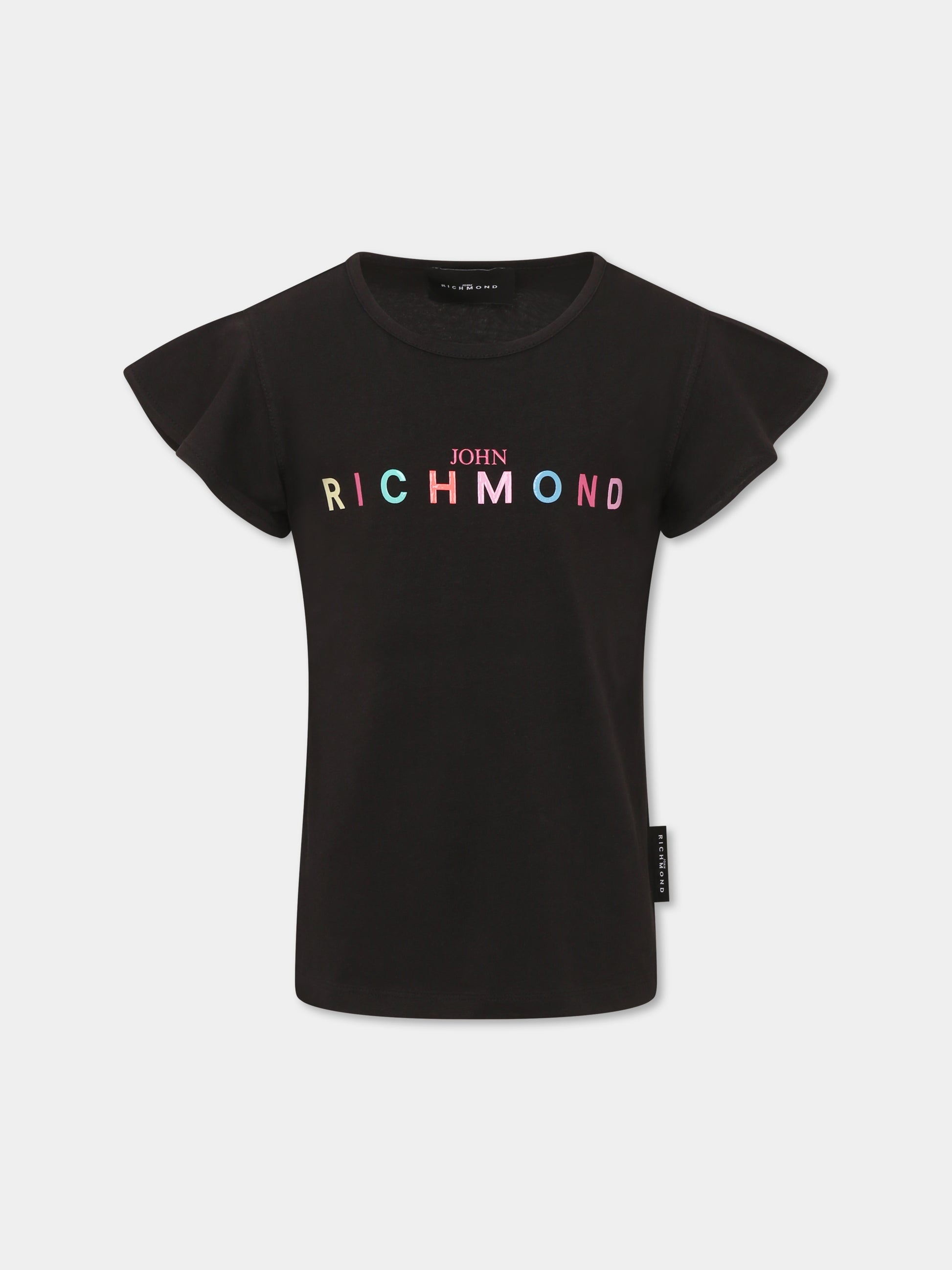 T-shirt nera per bambina con logo,Richmond,RGP25141TS BLACK