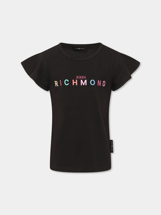 T-shirt nera per bambina con logo,Richmond,RGP25141TS BLACK