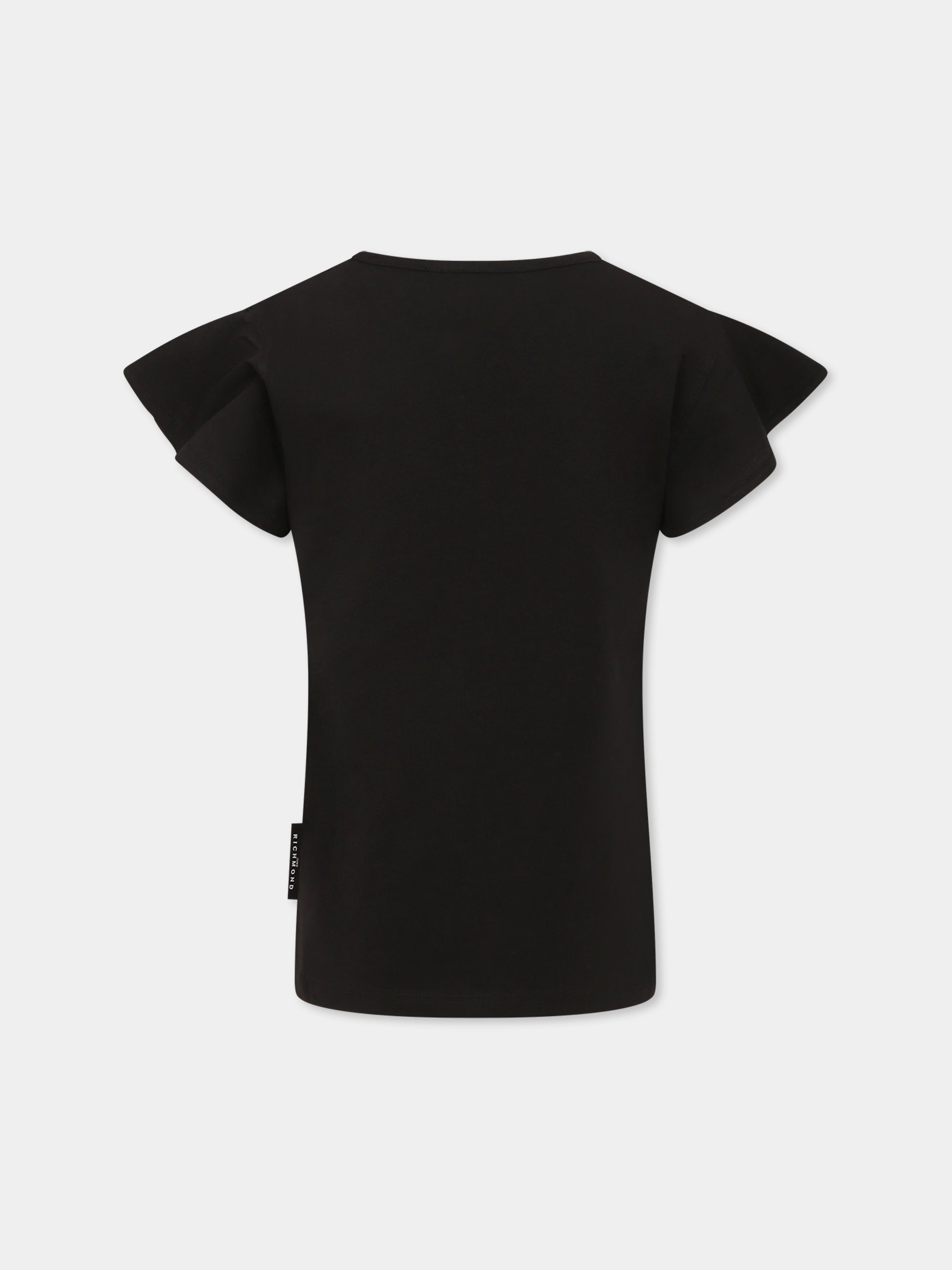 T-shirt nera per bambina con logo,Richmond,RGP25141TS BLACK