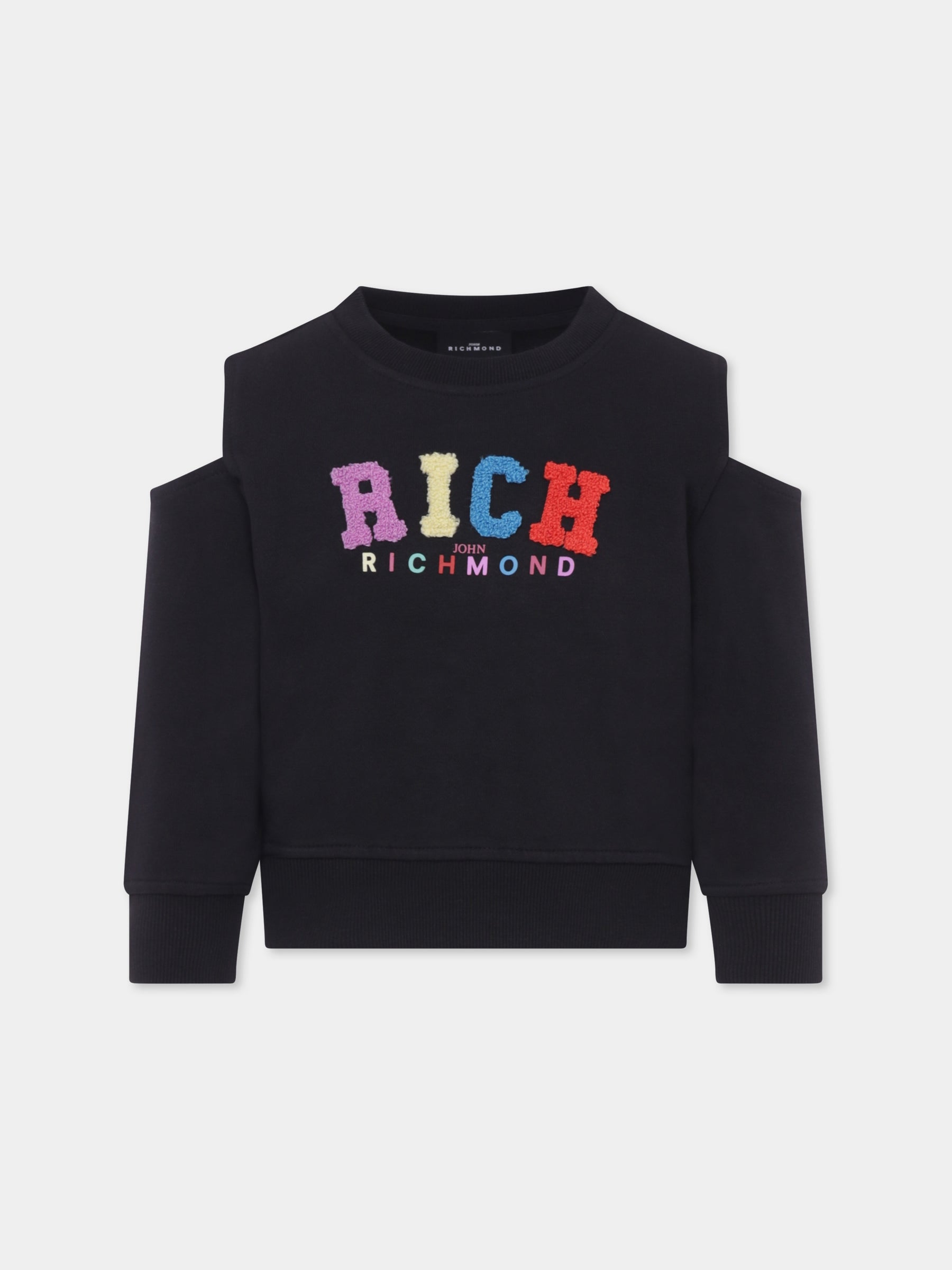 Felpa nera per bambina con logo,Richmond,RGP25142FE BLACK
