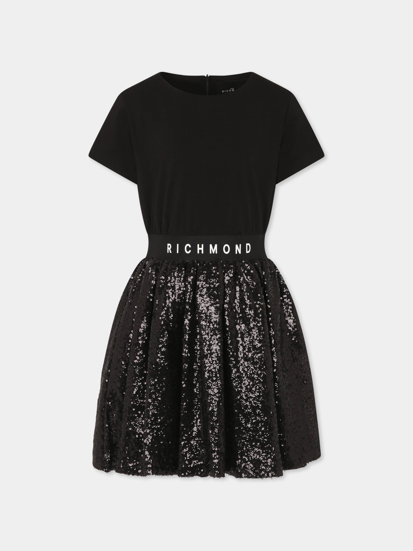 Vestito nero per bambina con logo,Richmond,RGP25202VE BLACK
