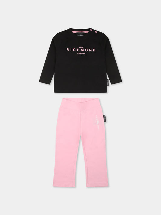 Completo nero per neonata con logo,Richmond,RIP25009CJ BLACK