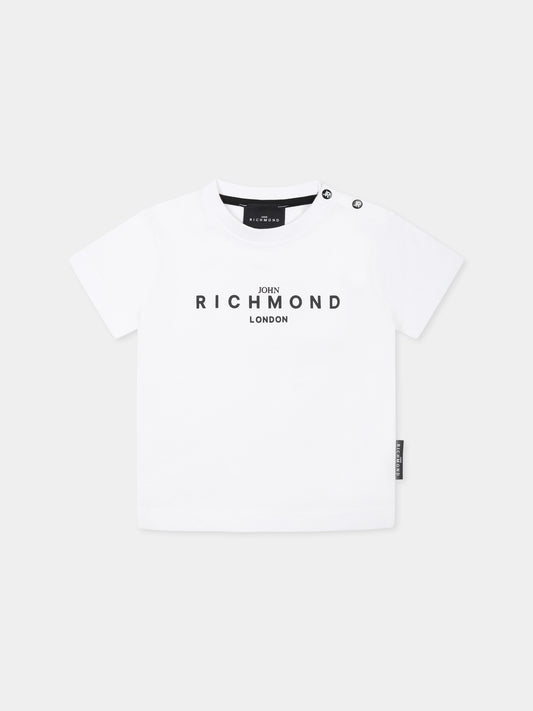 T-shirt bianca per neonati con logo,Richmond,RIP25014TS WHITE