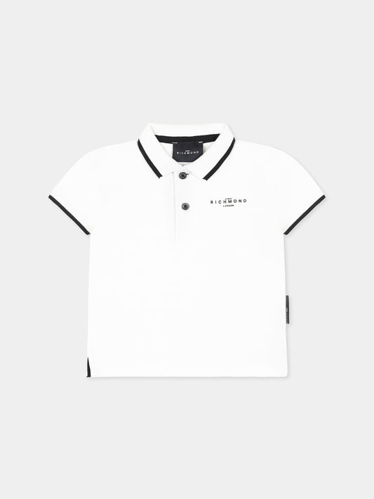 Polo bianca per neonato con logo,Richmond,RIP25017PO WHITE