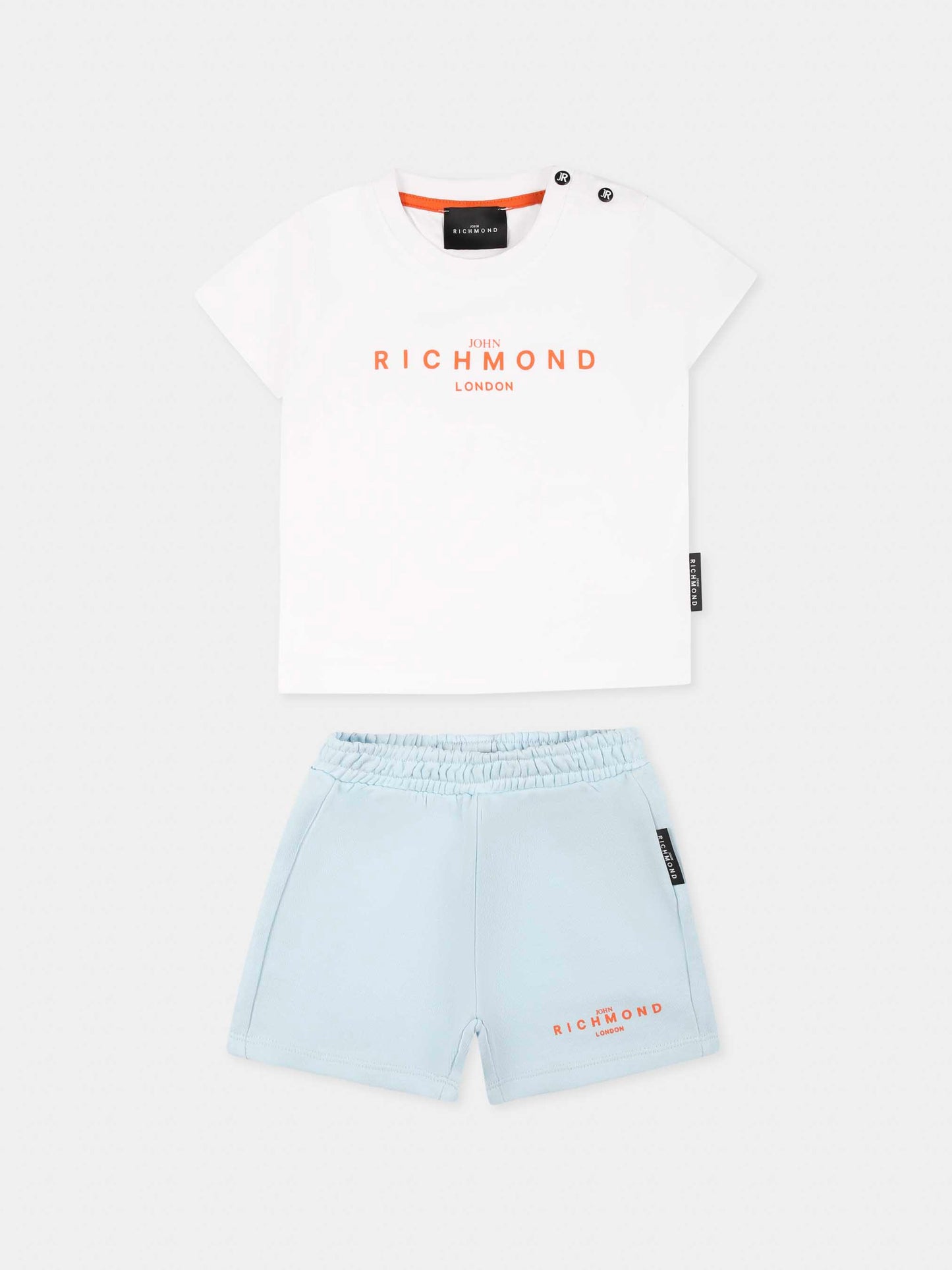 Completo celeste per neonato con logo,Richmond,RIP25018CF WHITE