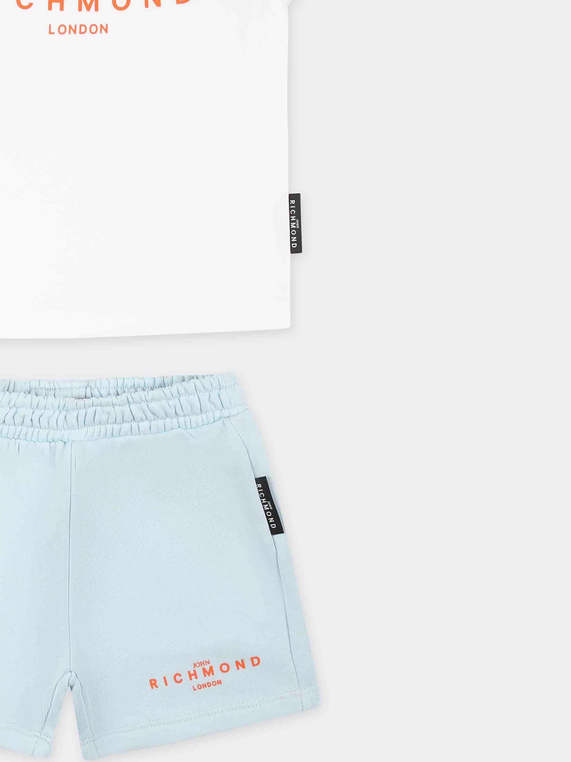 Completo celeste per neonato con logo,Richmond,RIP25018CF WHITE