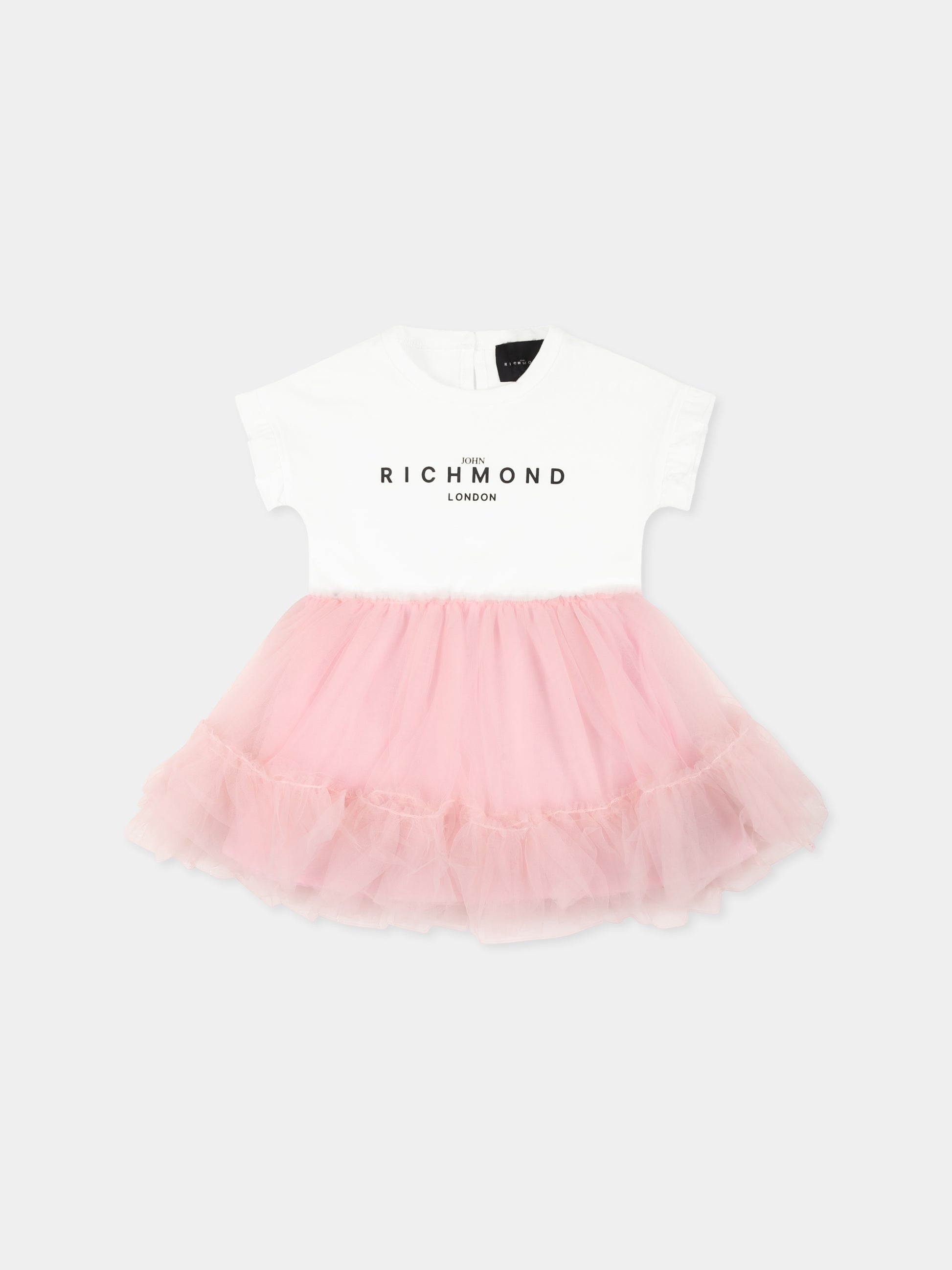 Vestito multicolor per neonata con logo,Richmond,RIP25043VE WHITE