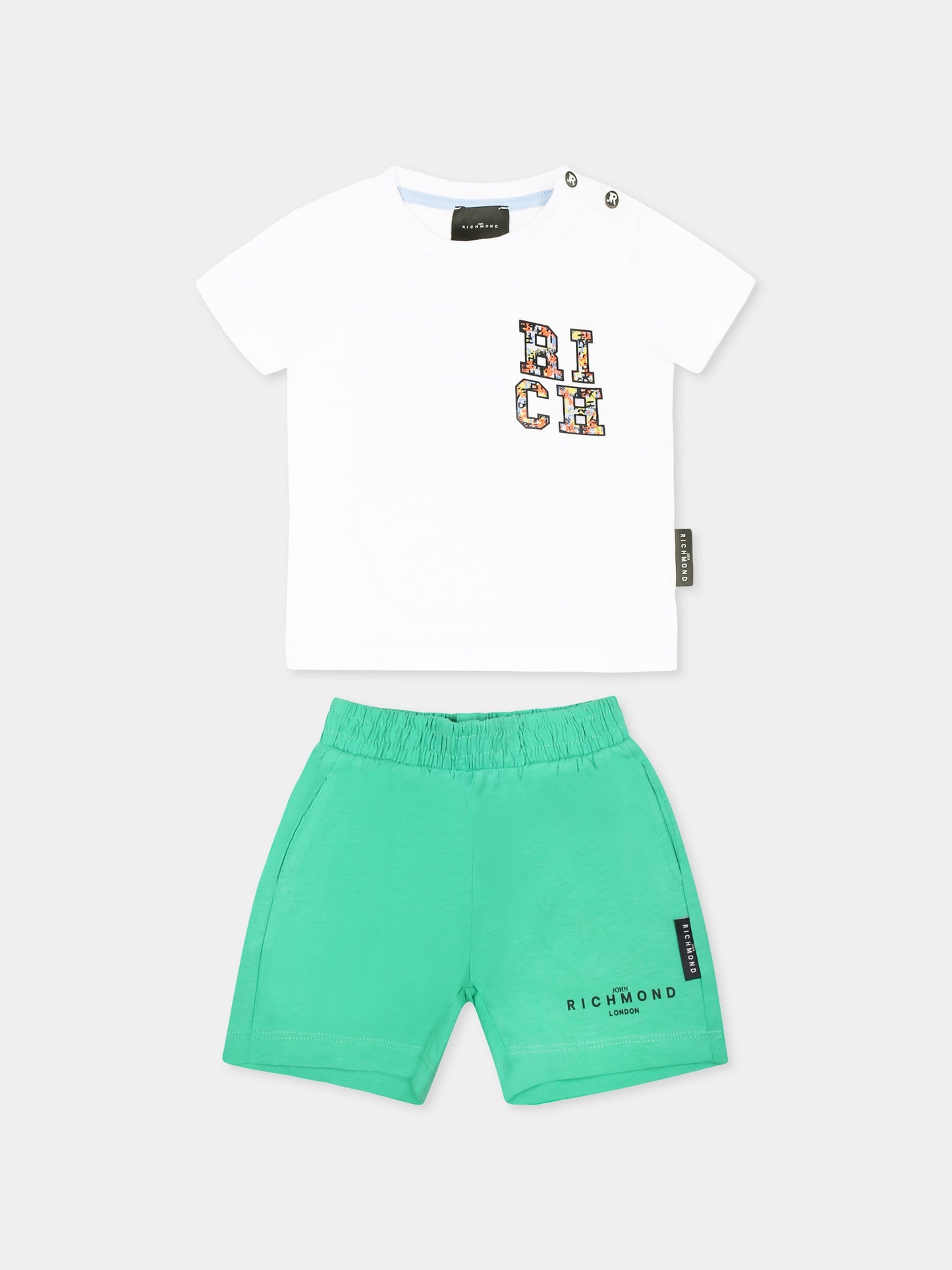 Completo bianco per neonato con logo,Richmond,RIP25050CJ GREEN