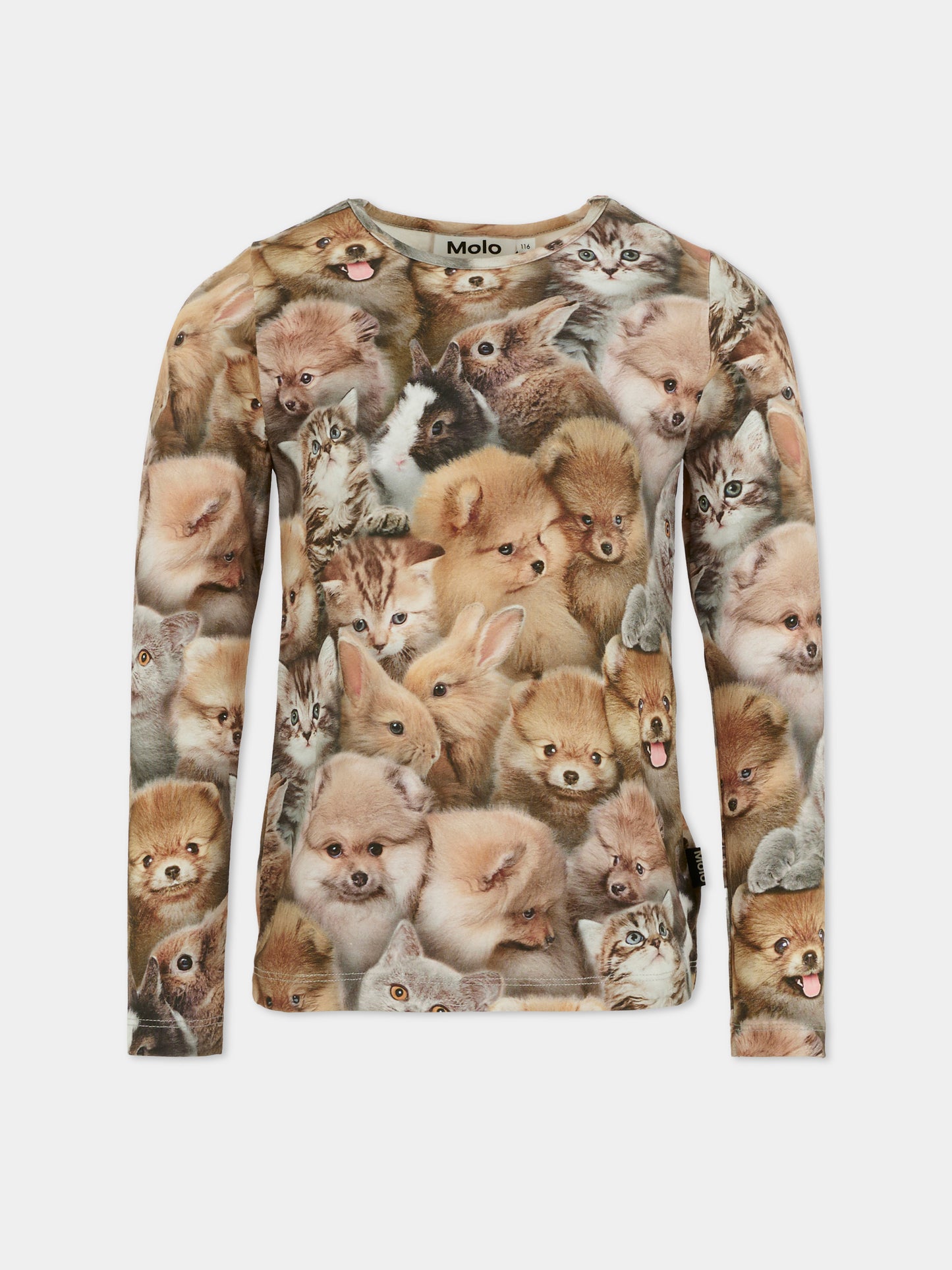 T-shirt Rose marrone per bambina con stampa animali all over,Molo,2W25A415 9377