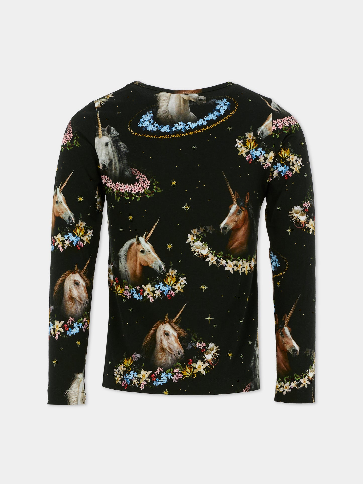 T-shirt Rose nera per bambina con stampa unicorni all over,Molo,2W25A415 9383
