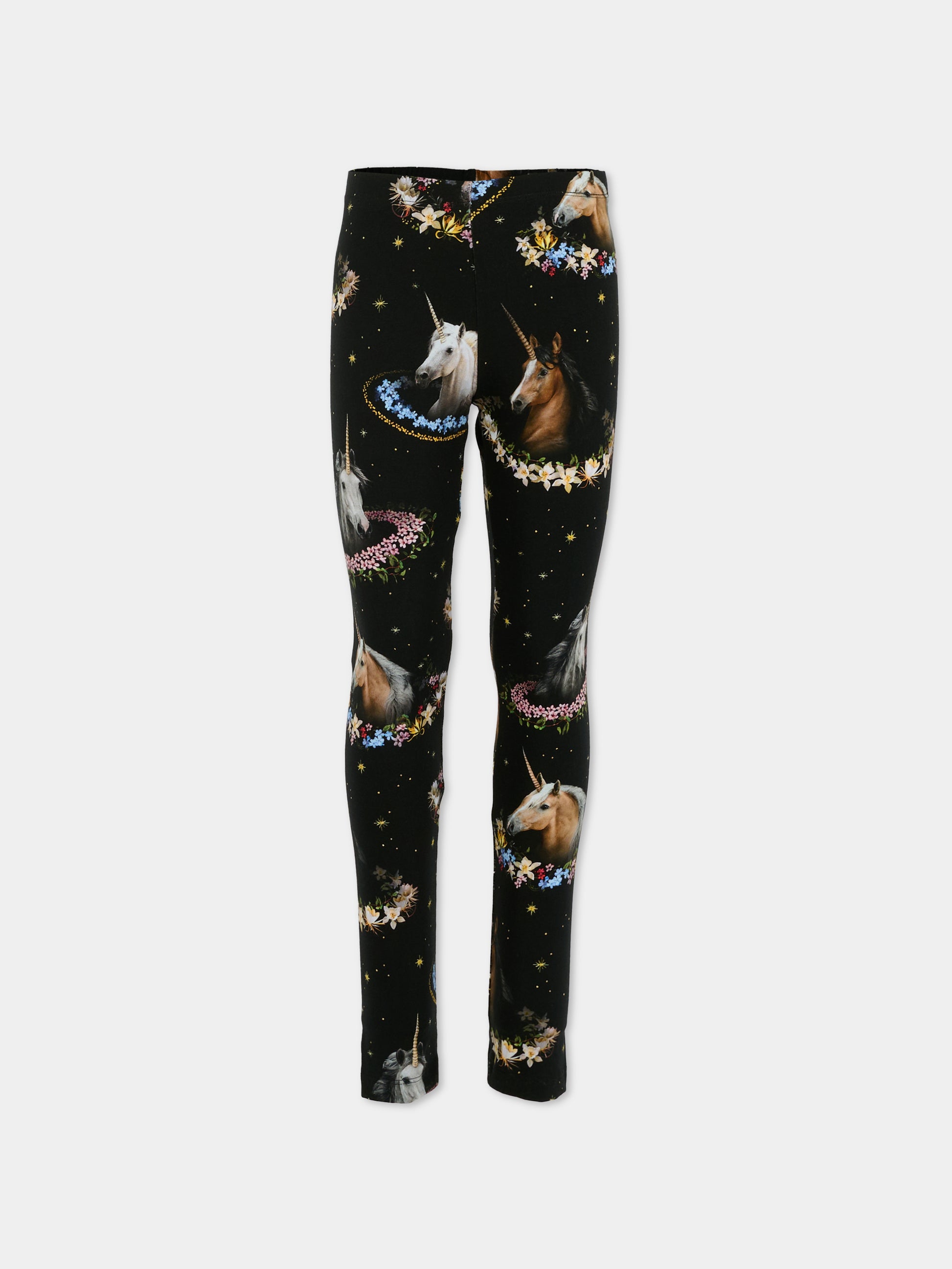 Leggings Niki neri per bambina con unicorni,Molo,2W25F204 9383