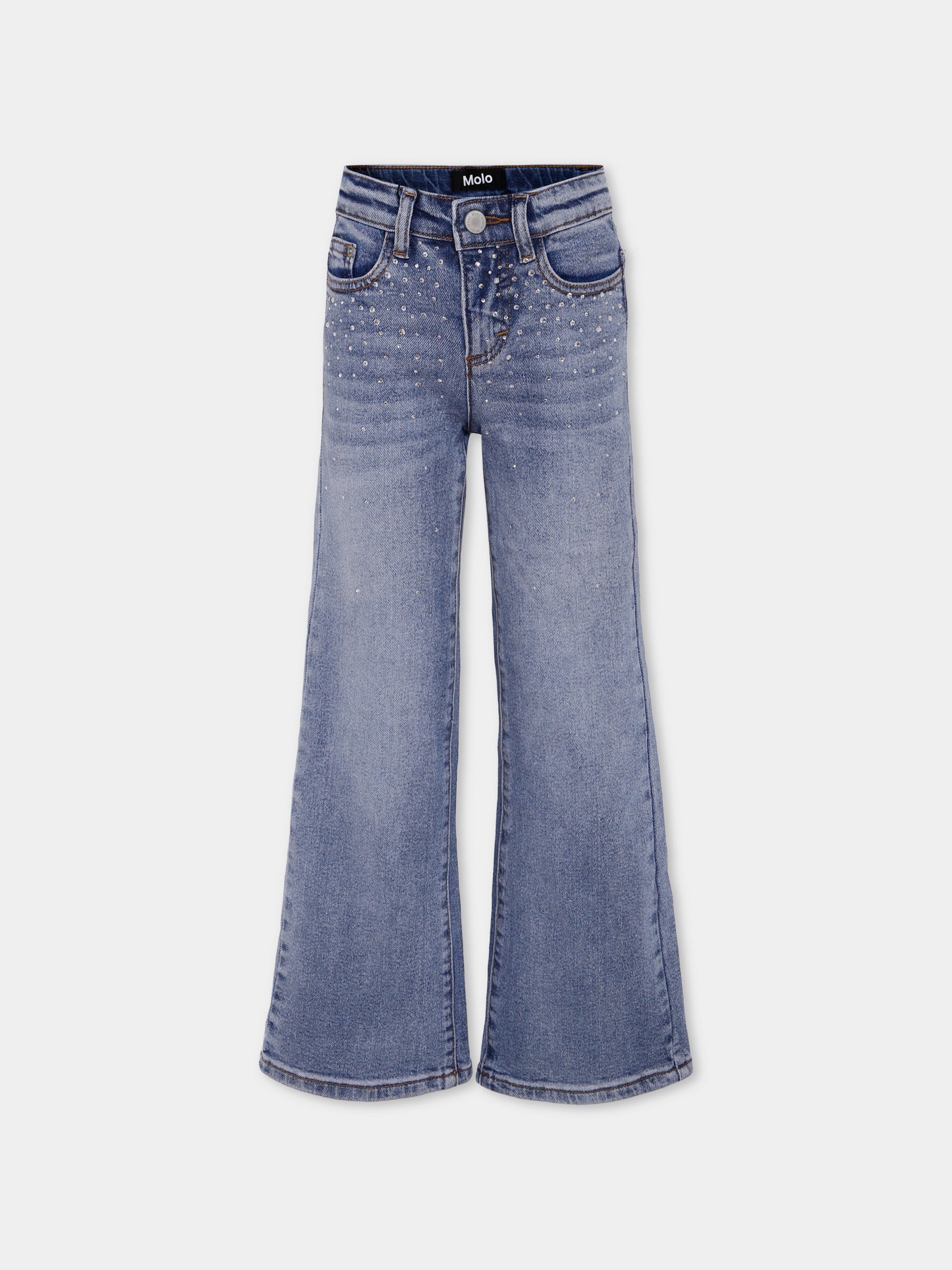 Jeans Asta denim per bambina con strass,Molo,2W25I118 9770