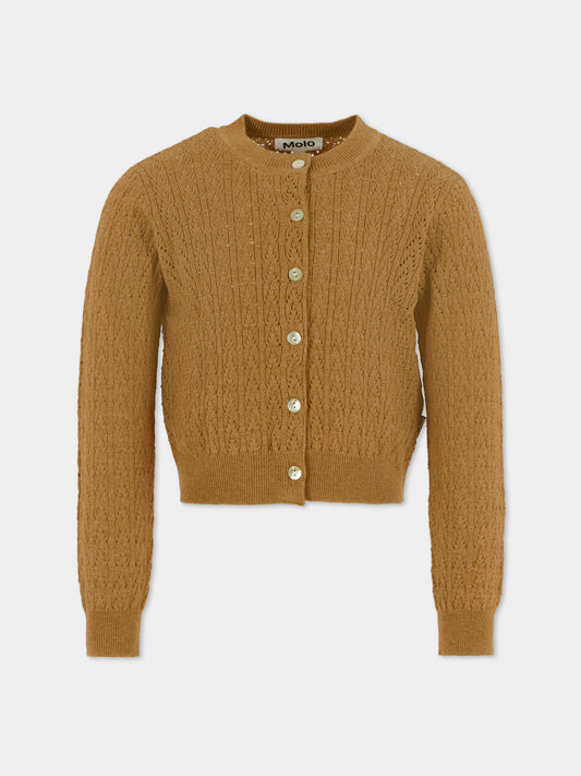 Cardigan Gilian beige per bambina con patch,Molo,2W25K310 5510