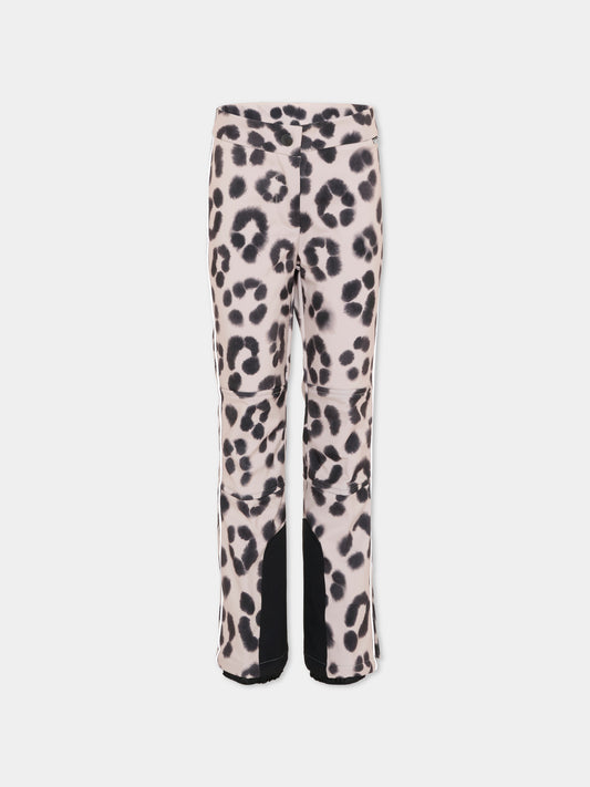 Pantaloni da neve Harlie beige per bambina con stampa animalier,Molo,5W25I201 9363