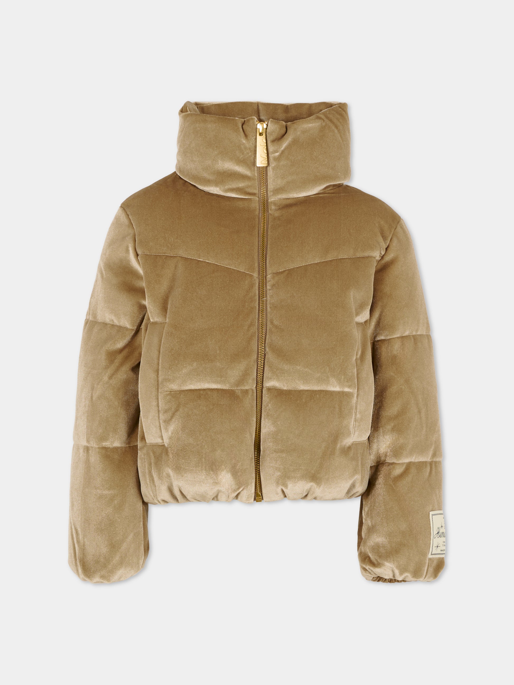 Piumino crop Havi 2 beige per bamibina con patch,Molo,5W25M323 5557