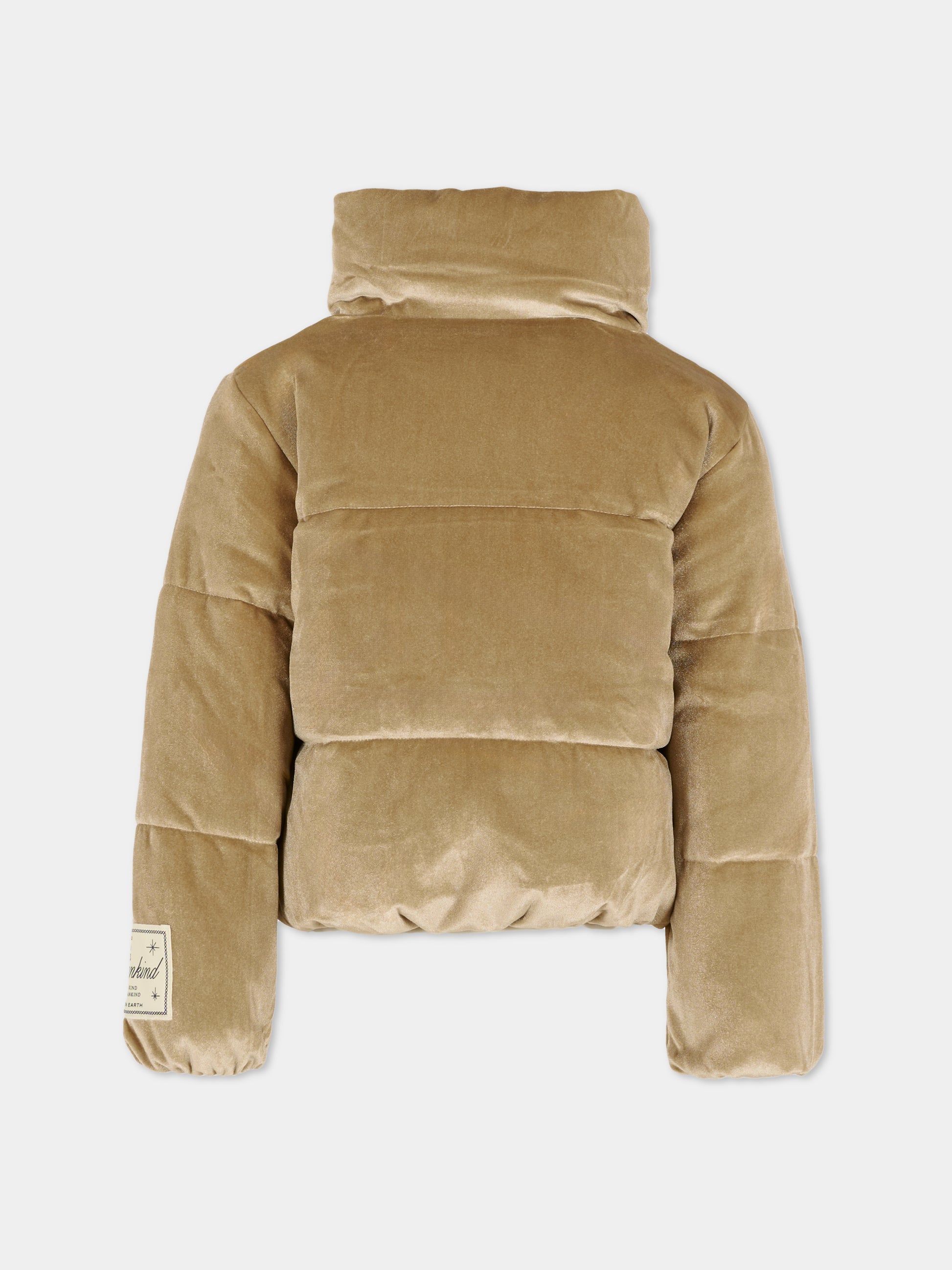 Piumino crop Havi 2 beige per bamibina con patch,Molo,5W25M323 5557