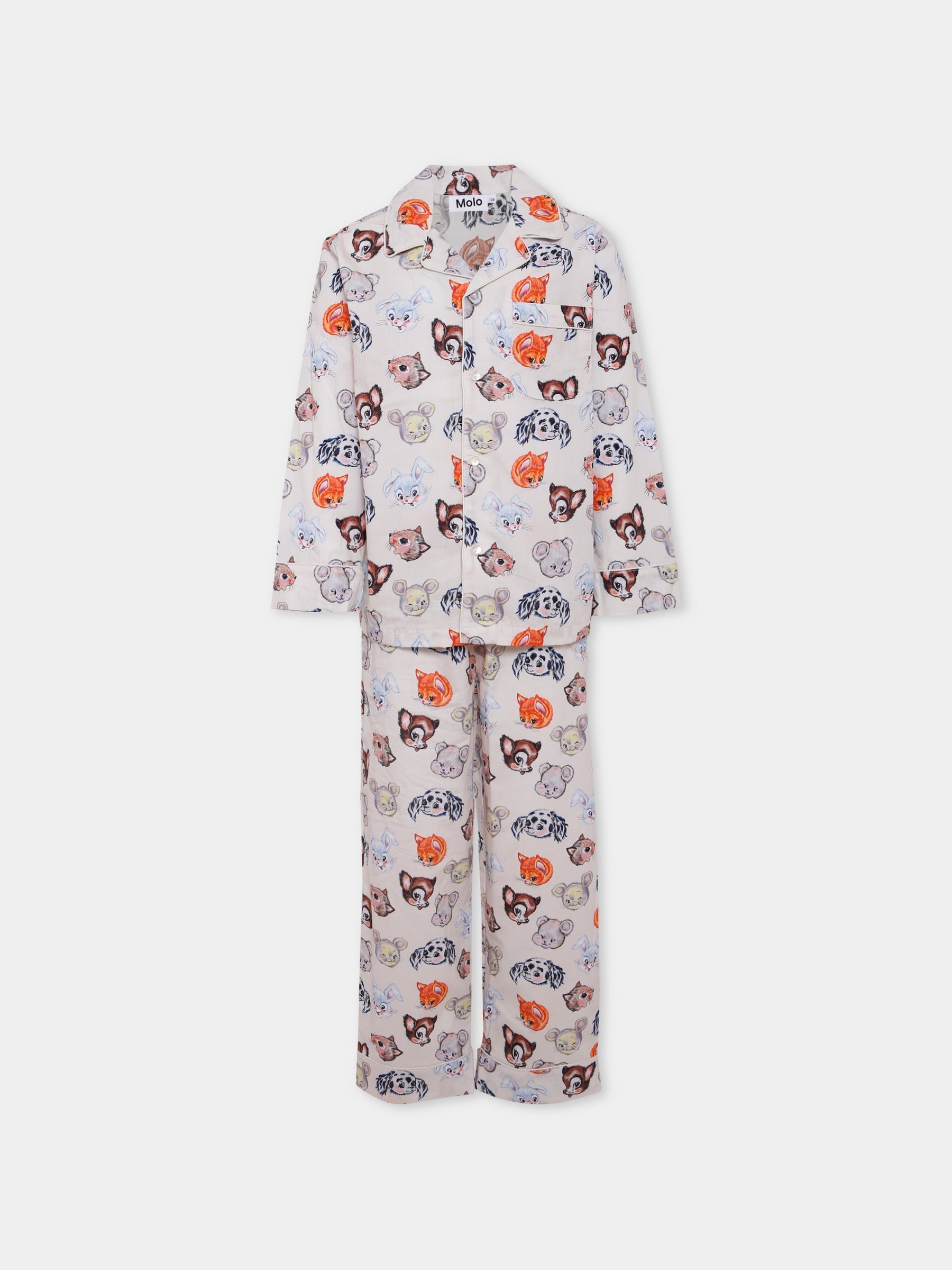 Pigiama Lex beige per bambina con animali all over,Molo,6W25R503 9748