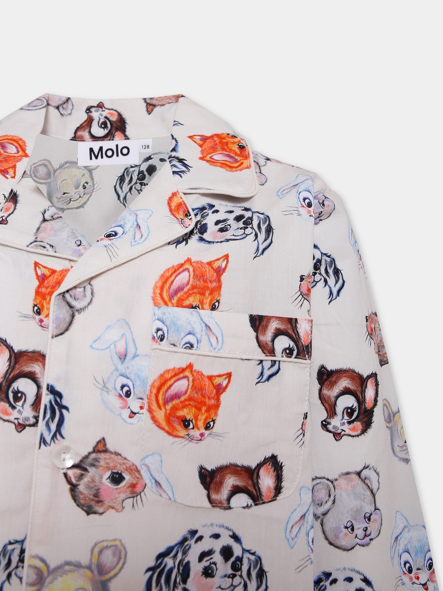 Pigiama Lex beige per bambina con animali all over,Molo,6W25R503 9748