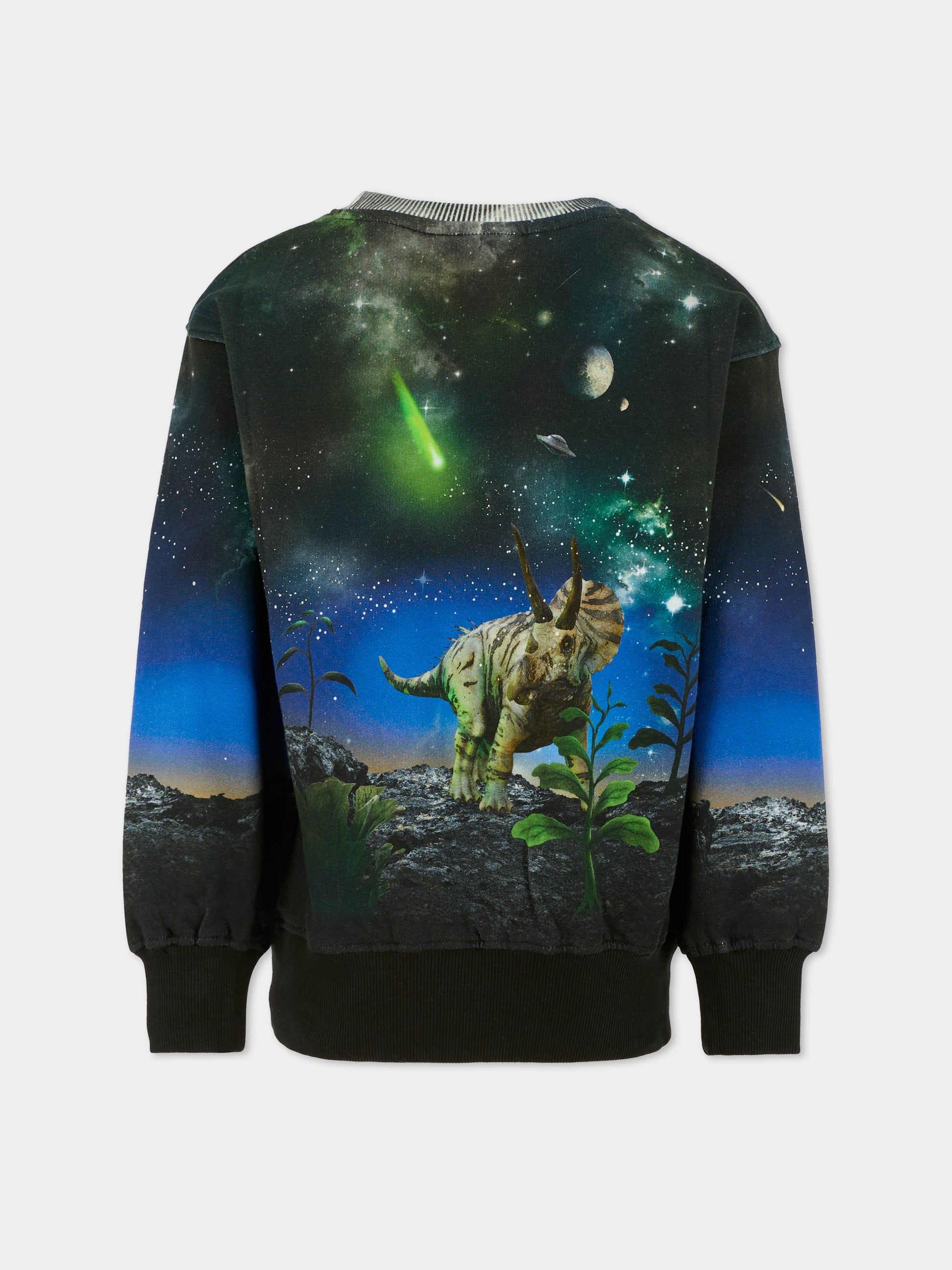 Felpa Mattis nera per bambino con dinosauro,Molo,1W25J203 4968