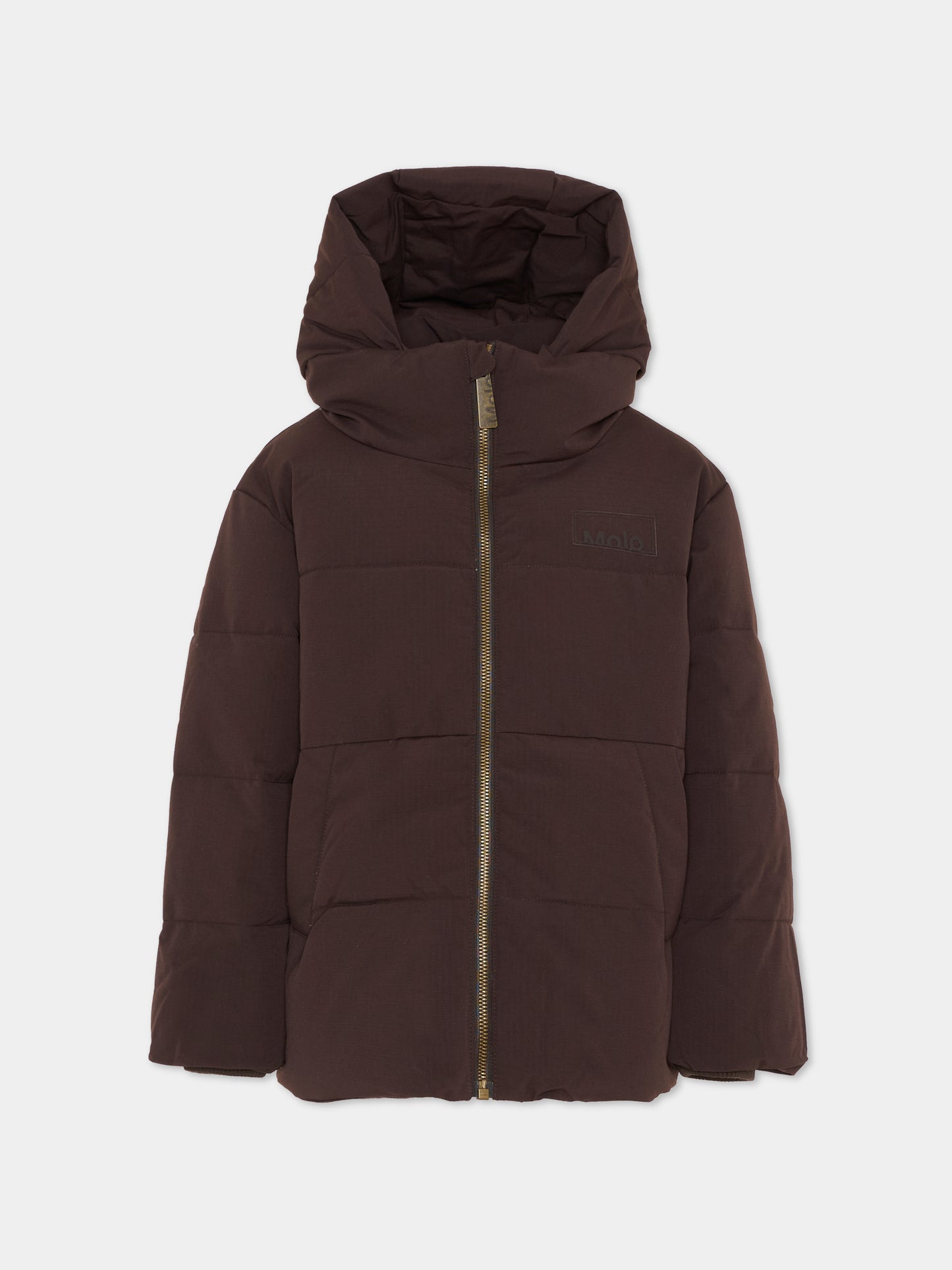 Piumino Hilo marrone per bambini con logo,Molo,5W25M305 5522