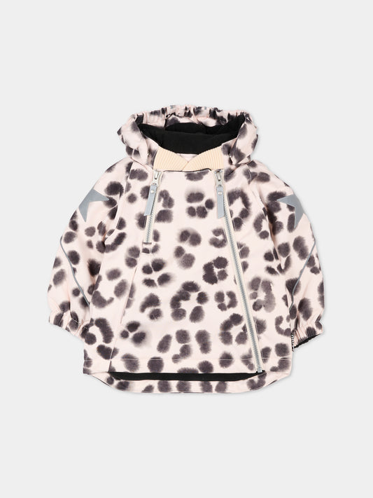 Piumino da neve Hopla beige per neonata con stampa animalier,Molo,5W25M316 9363