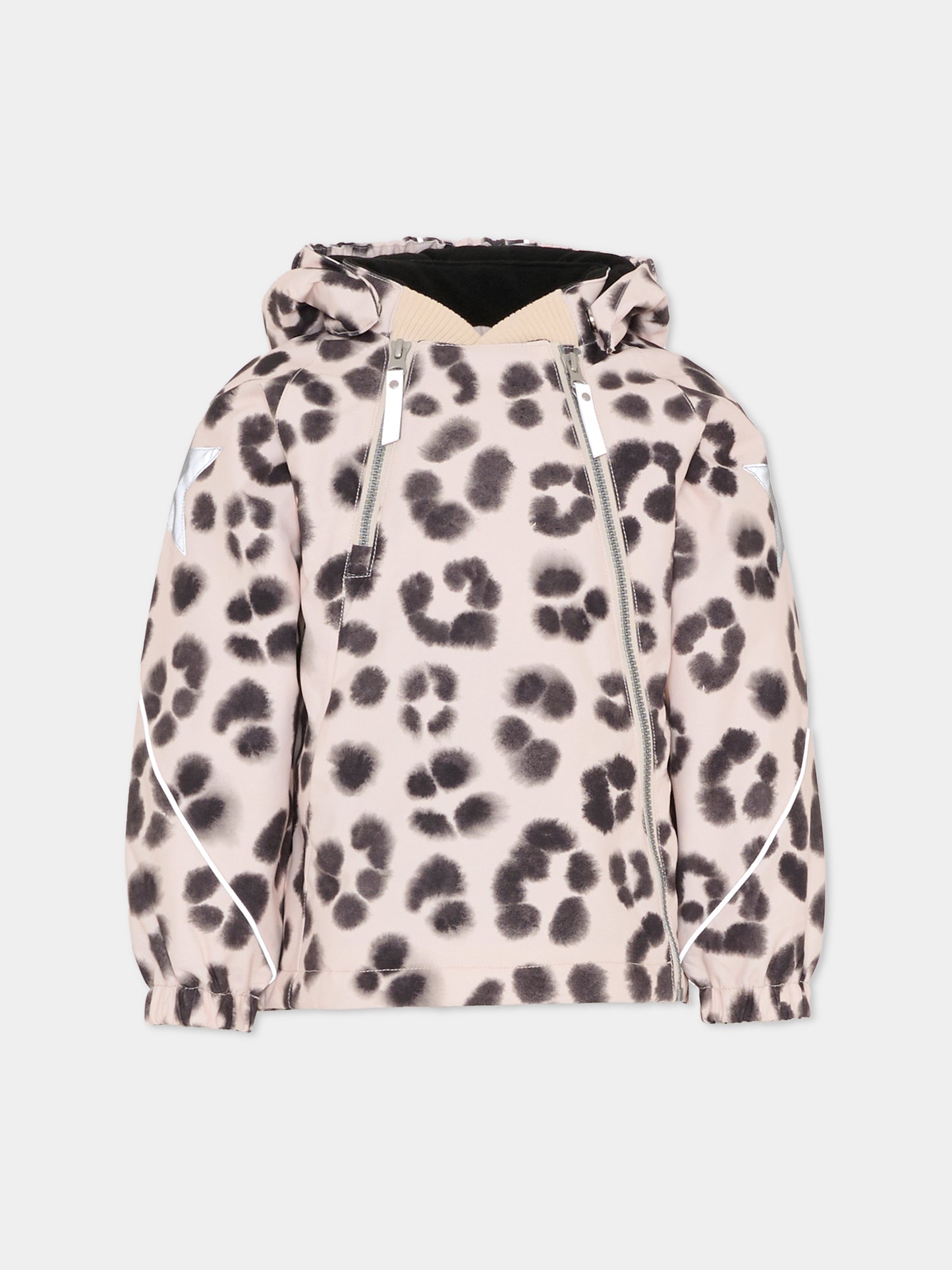 Piumino da neve Hopla beige per bambina con stampa animalier,Molo,5W25M316 9363