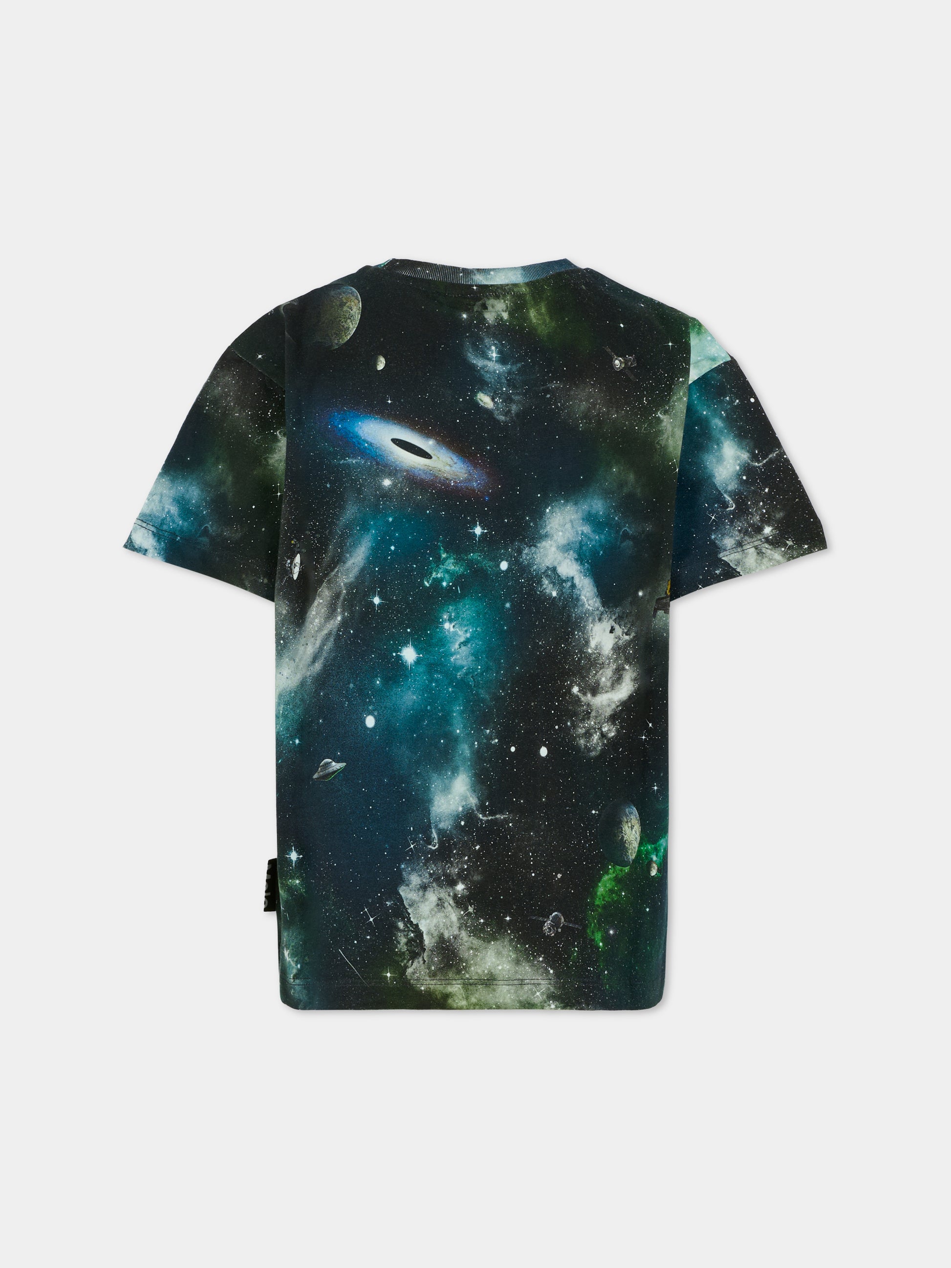 T-shirt Riley nera per bambino con stampa spazio all over,Molo,6W25A202 9416