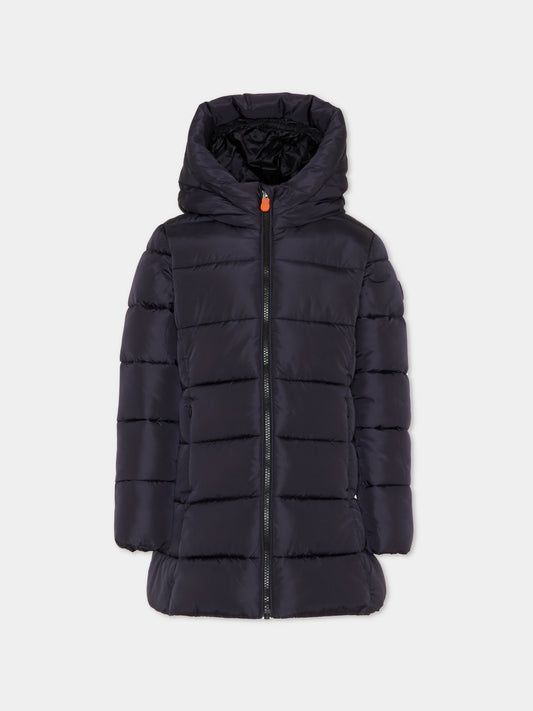 Piumino Ginny blu per bambina con logo,Save The Duck Kids,J43110G MEGA21 10000