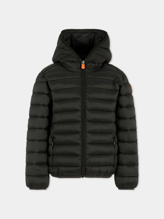 Piumino Dony nero per bambino con logo,Save The Duck Kids,J30650B GIGA21 10000