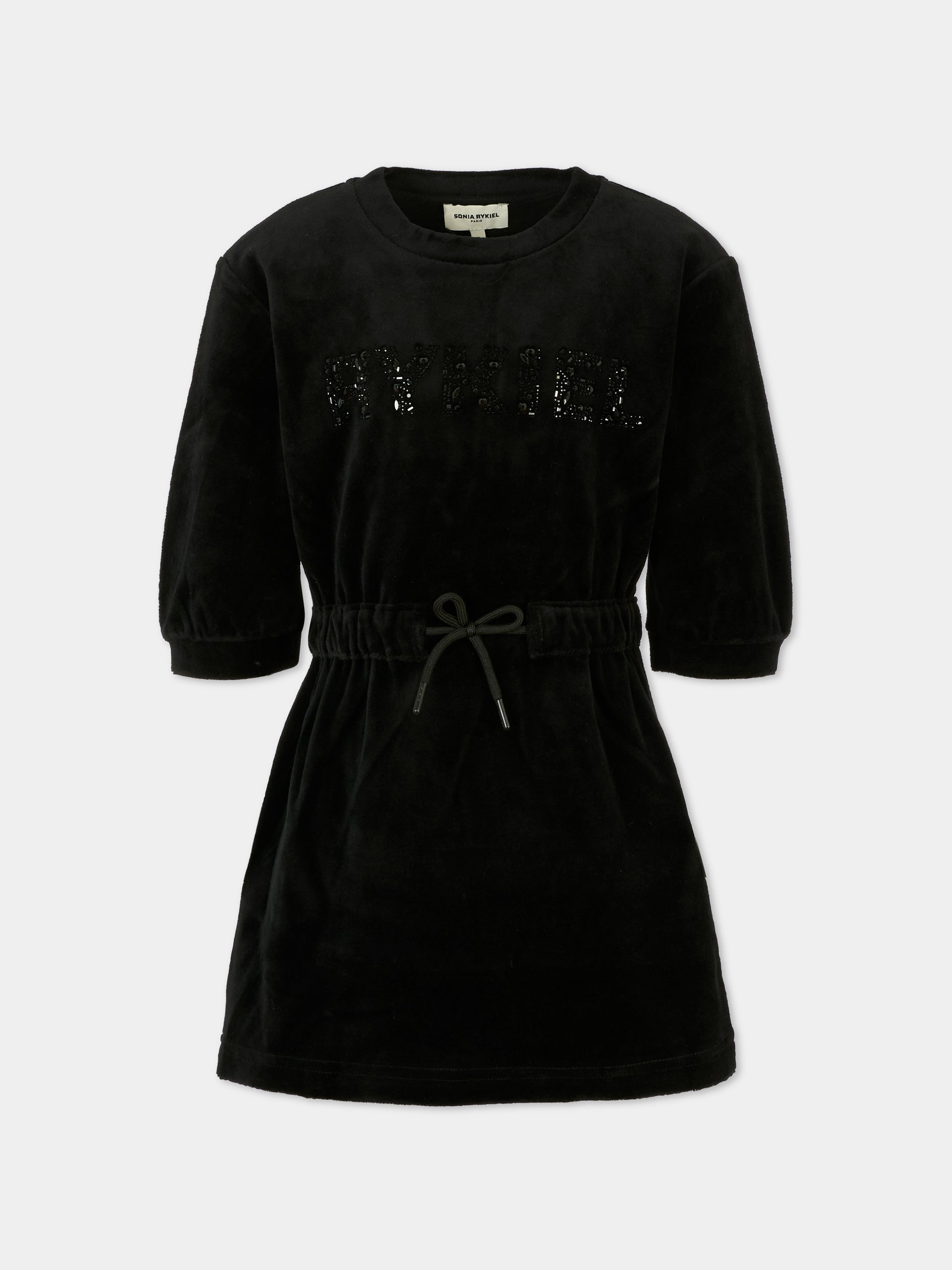 Vestito nero per bambina con logo,Sonia Rykiel Paris,A00325 09B