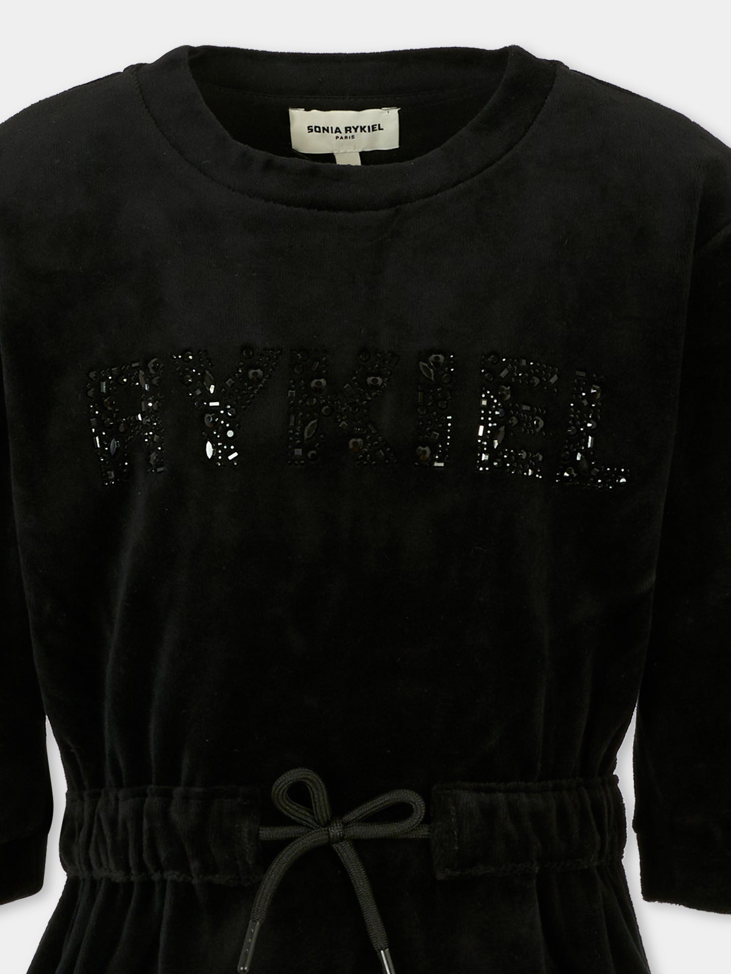 Vestito nero per bambina con logo,Sonia Rykiel Paris,A00325 09B