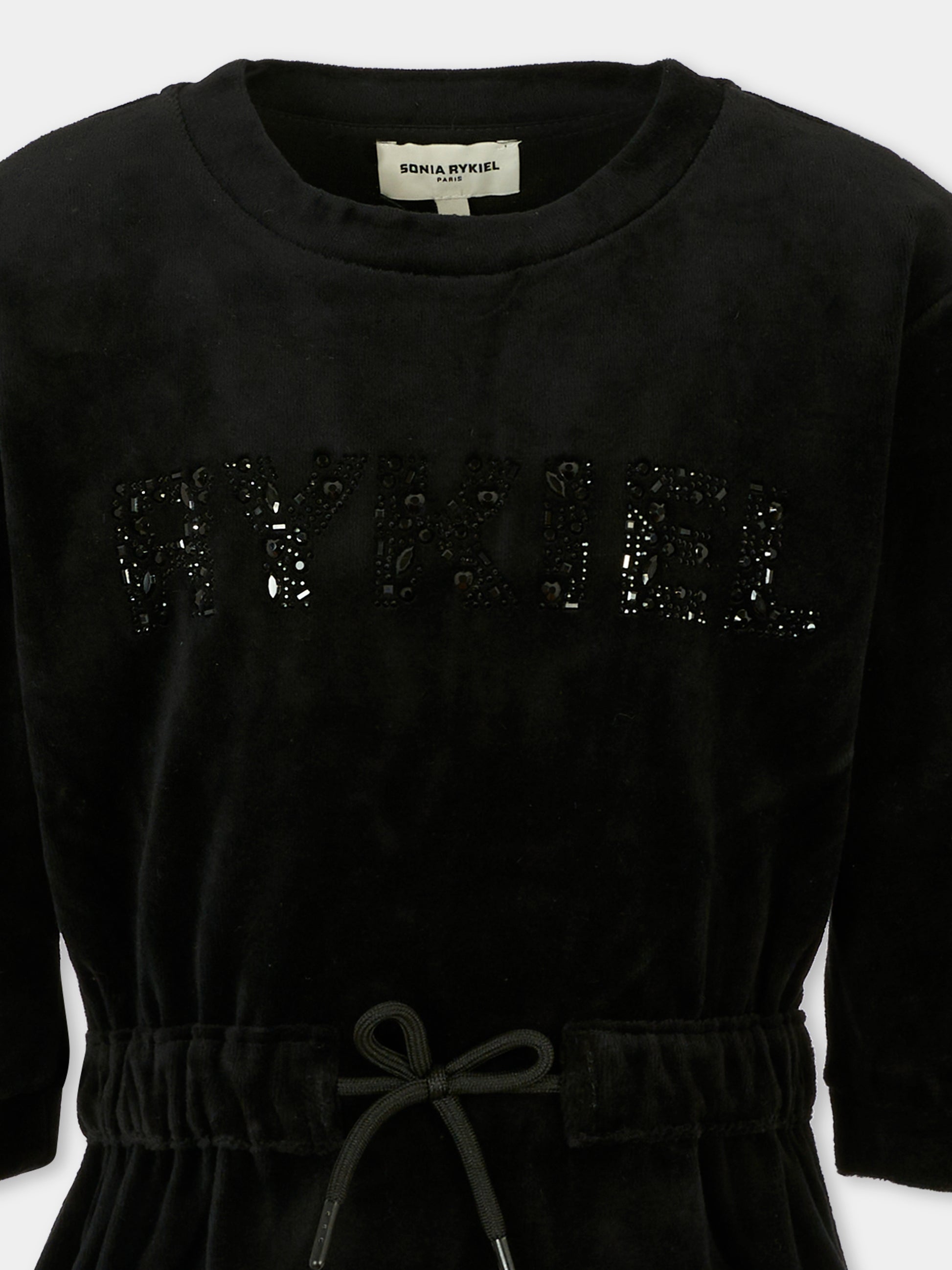 Vestito nero per bambina con logo,Sonia Rykiel Paris,A00325 09B