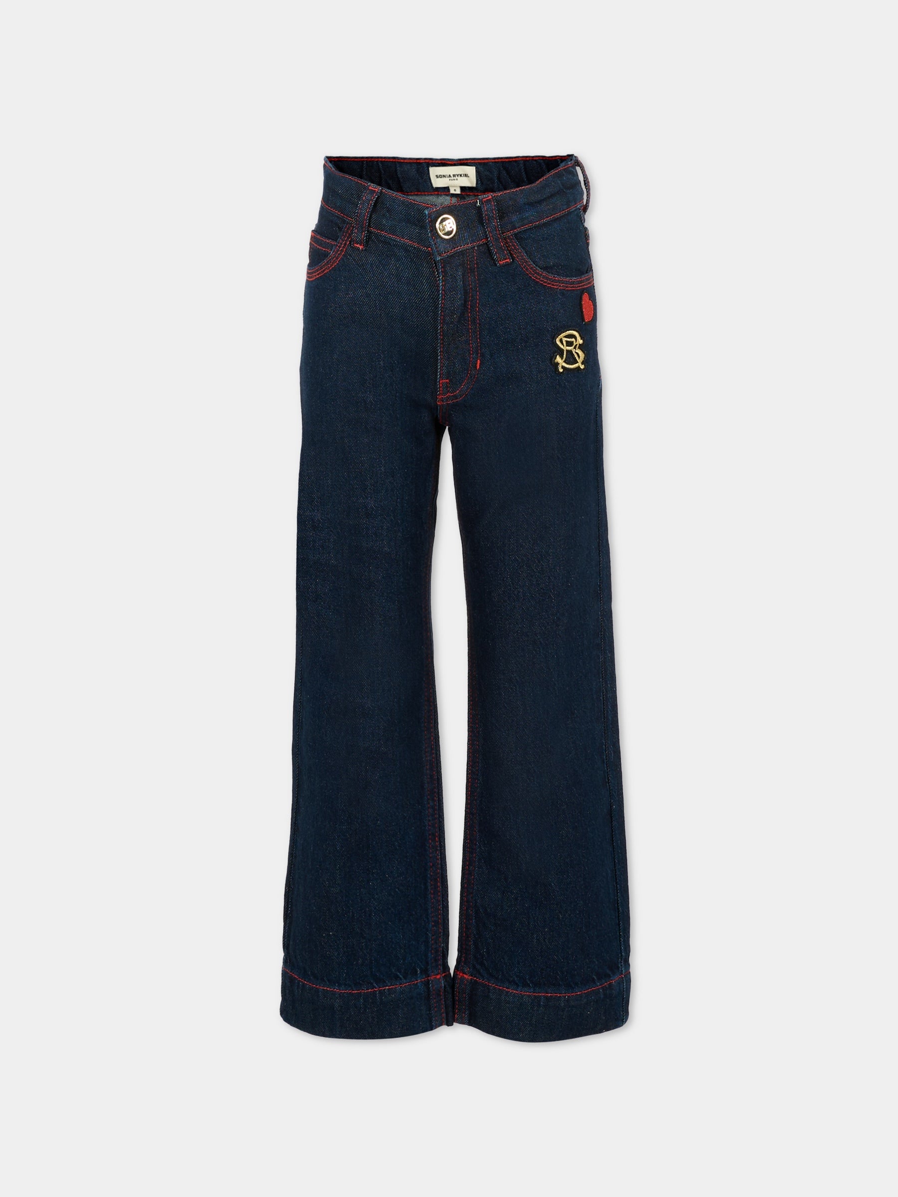 Jeans denim per bambina con logo e cuore,Sonia Rykiel Paris,A00336 Z10