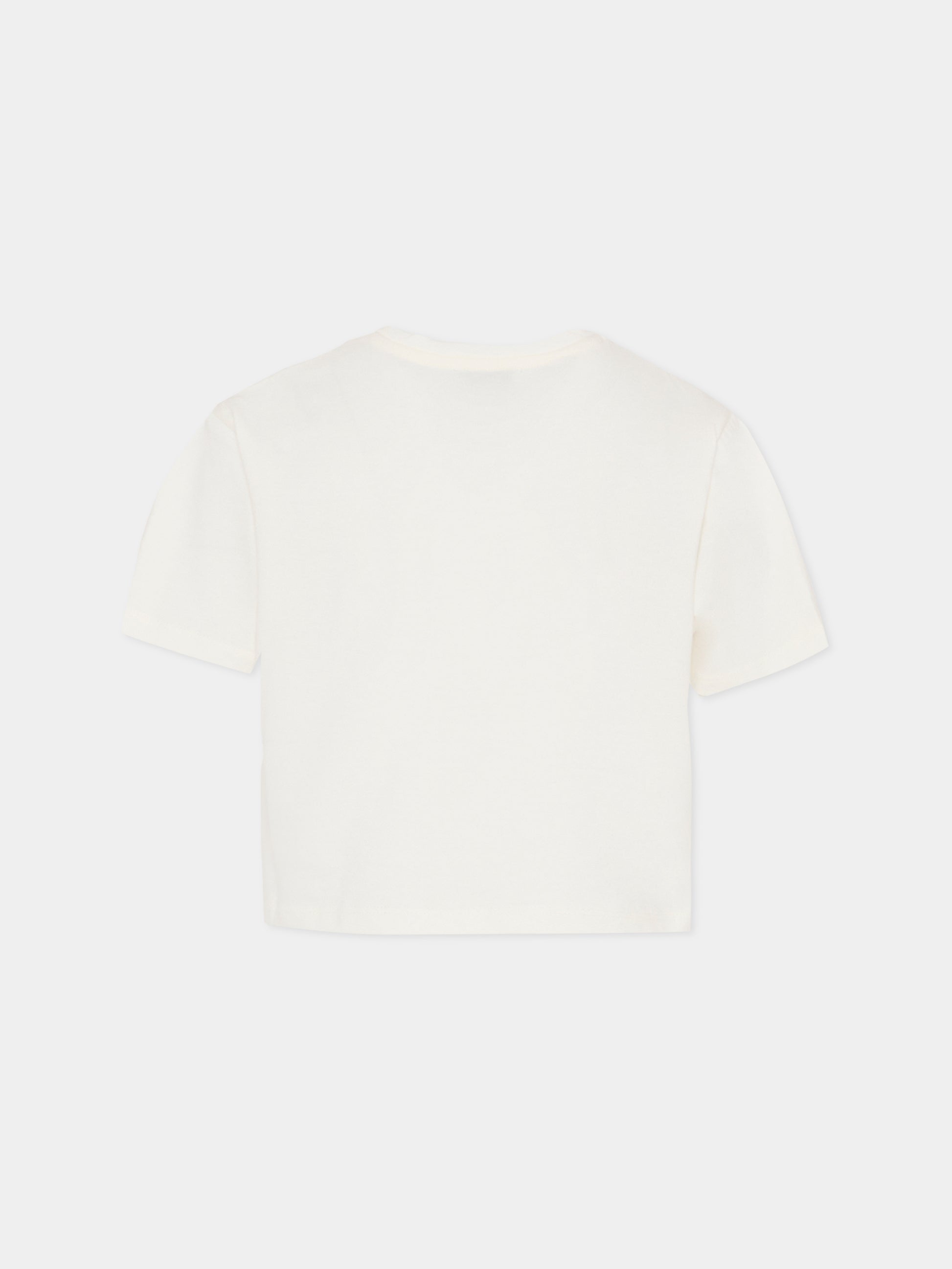 T-shirt crop avorio per bambina con logo,Sonia Rykiel Paris,A00355 117