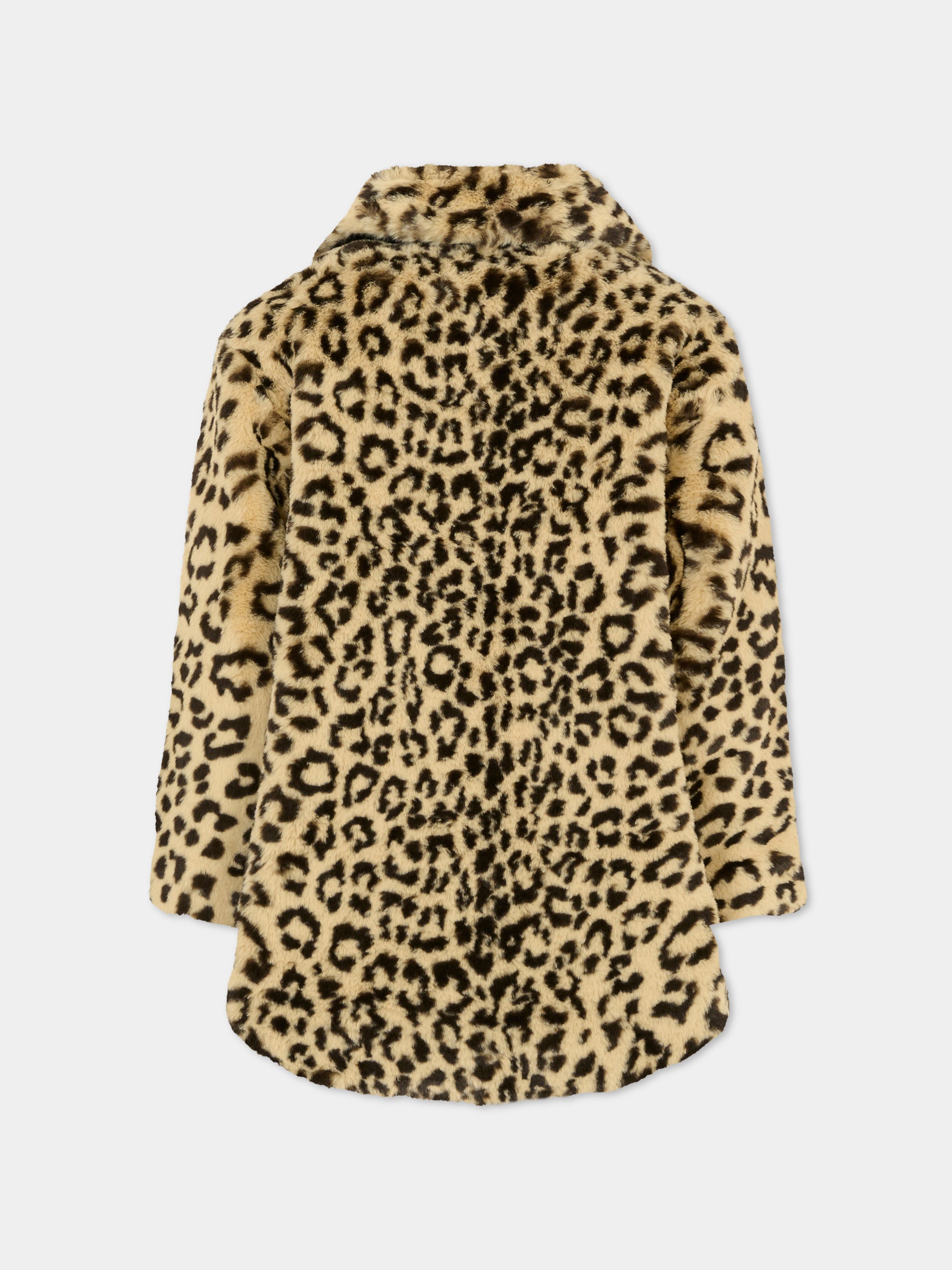 Ecopelliccia marrone per bambina con stampa animalier,Sonia Rykiel Paris,A00360 Z47