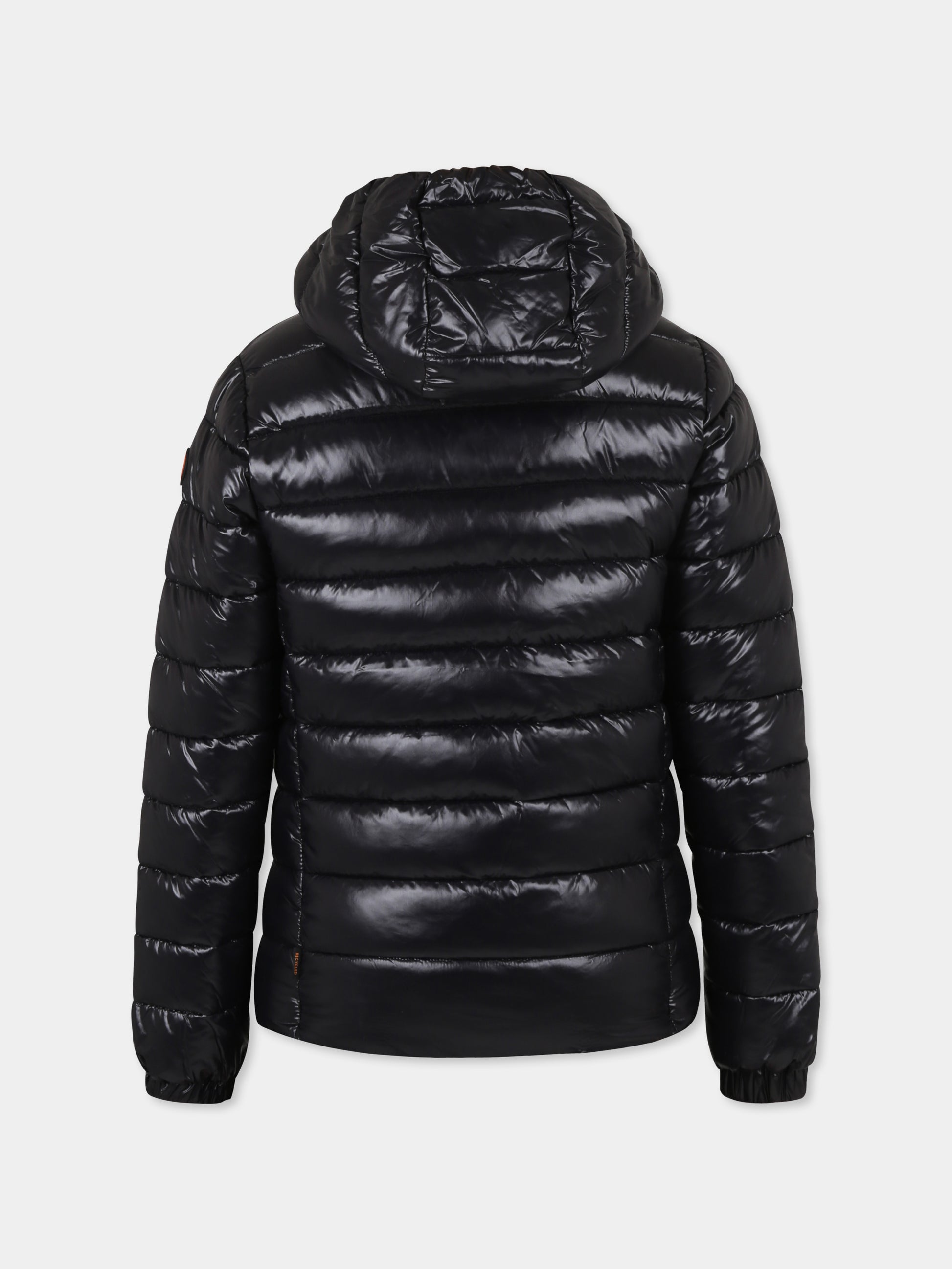 Piumino nero Niles per bambina con logo,Save The Duck Kids,J31653B LOVE19 10000