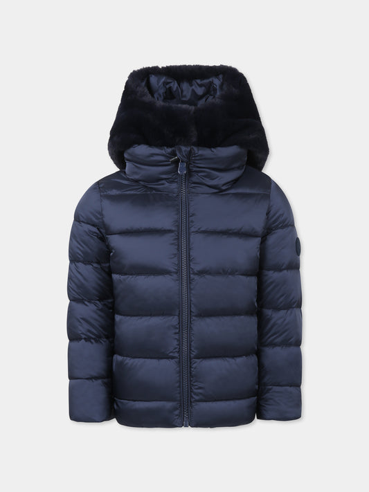 Piumino Faye blu per bambina con logo,Save The Duck Kids,J40280G JADE19 90064